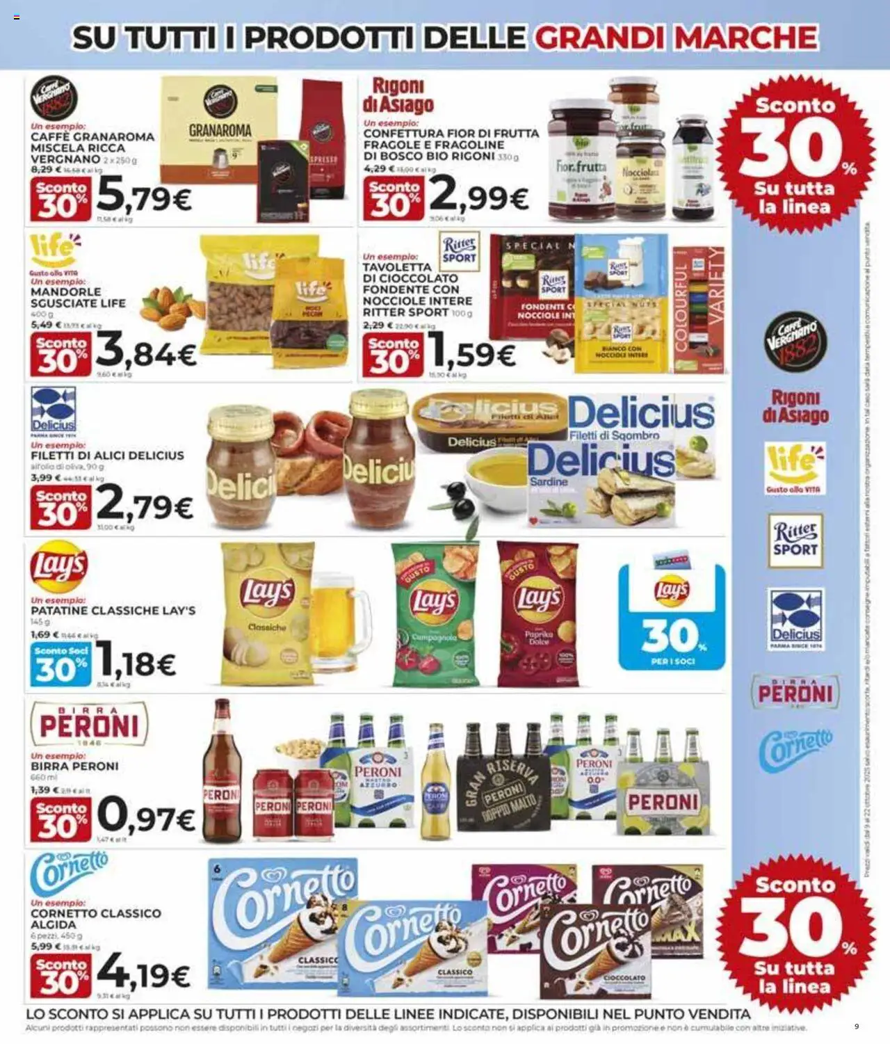 Volantino Ipercoop del 09.10.2025 | Pagina: 9 | Prodotti: Birra, Patatine, Mandorle, Sgombro