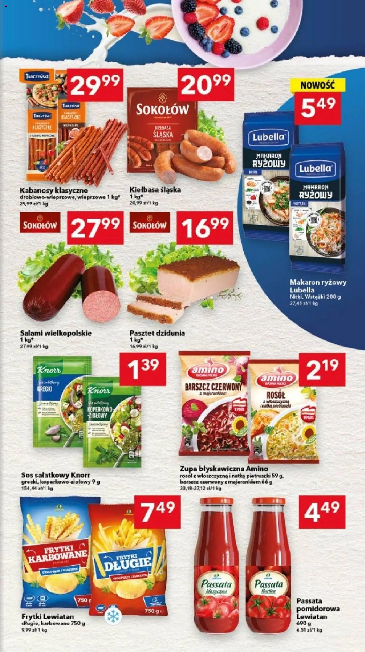 Lewiatan gazetka - Legnica od 09.04.2026 | Strona: 3 | Produkty: Kiełbasa śląska, Frytki karbowane, Salami, Frytki