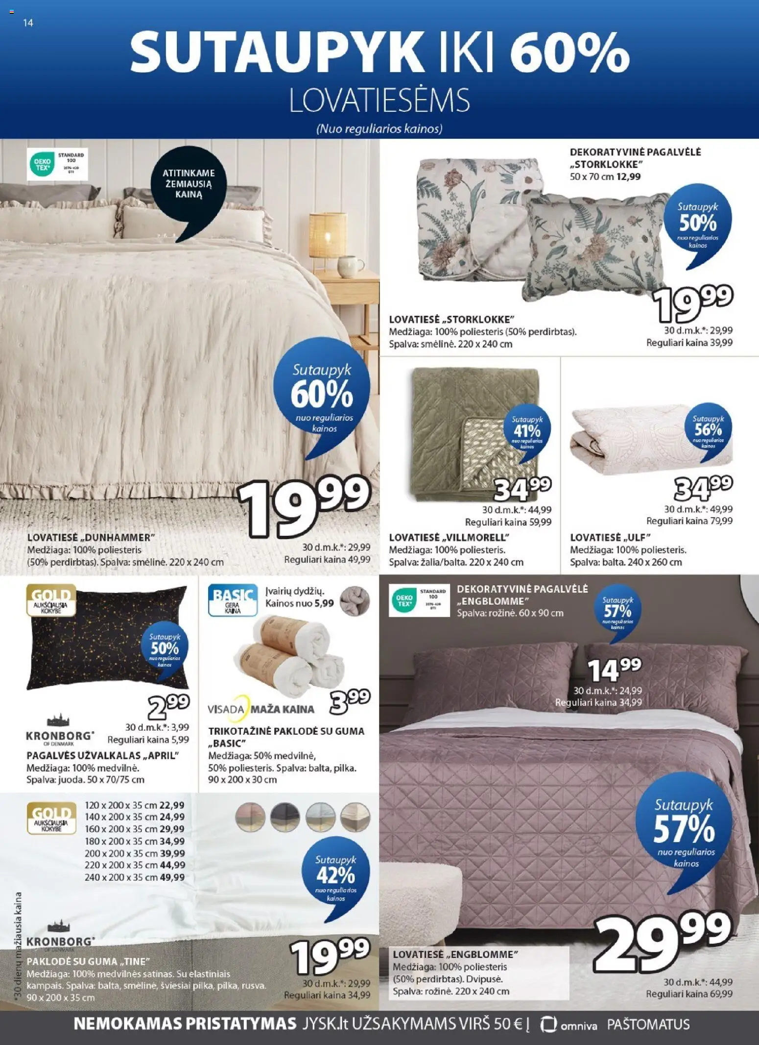 JYSK akcijos nuo 28.04.2026 | Puslapis: 14 | Prekių: Pagalvėlė, Lovatiesė, Užvalkalas