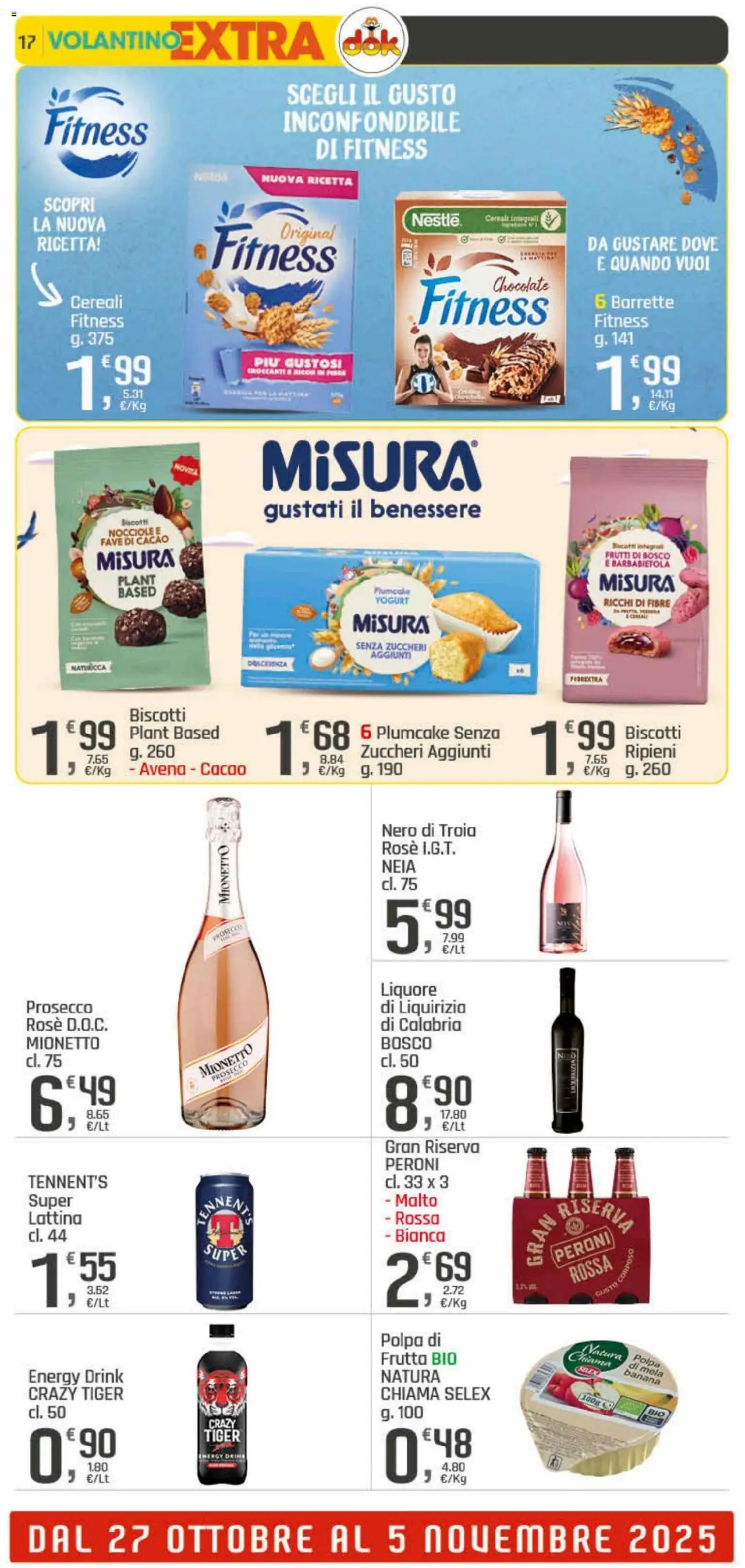 Volantino DOK del 23.10.2025 | Pagina: 17 | Prodotti: Tennent's, Biscotti, Prosecco, Plumcake