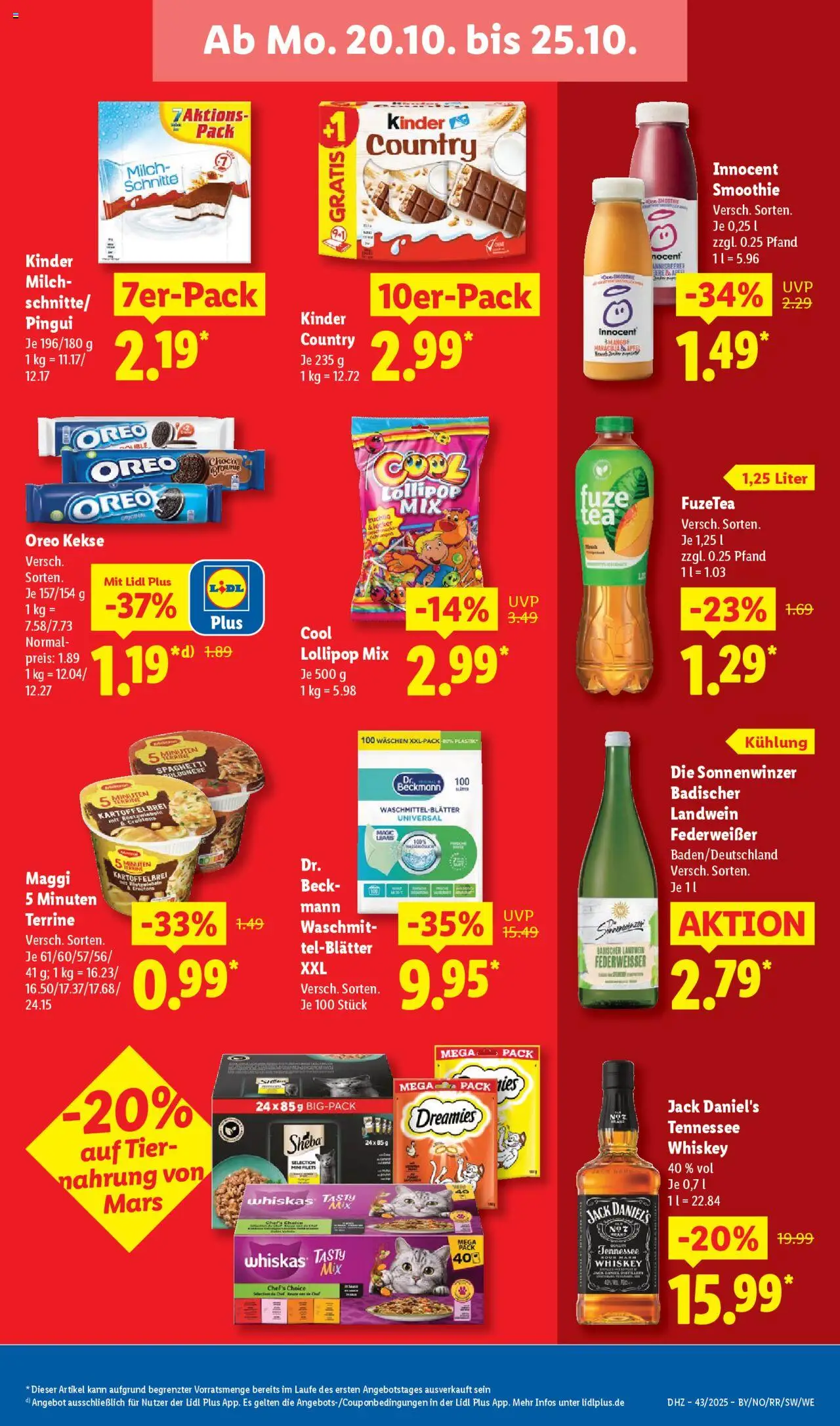 Lidl Prospekt Kornwestheim – gültig ab 20.10.2025 | Seite: 17 | Produkte: Sheba, Maggi, Whiskas, Kinder country