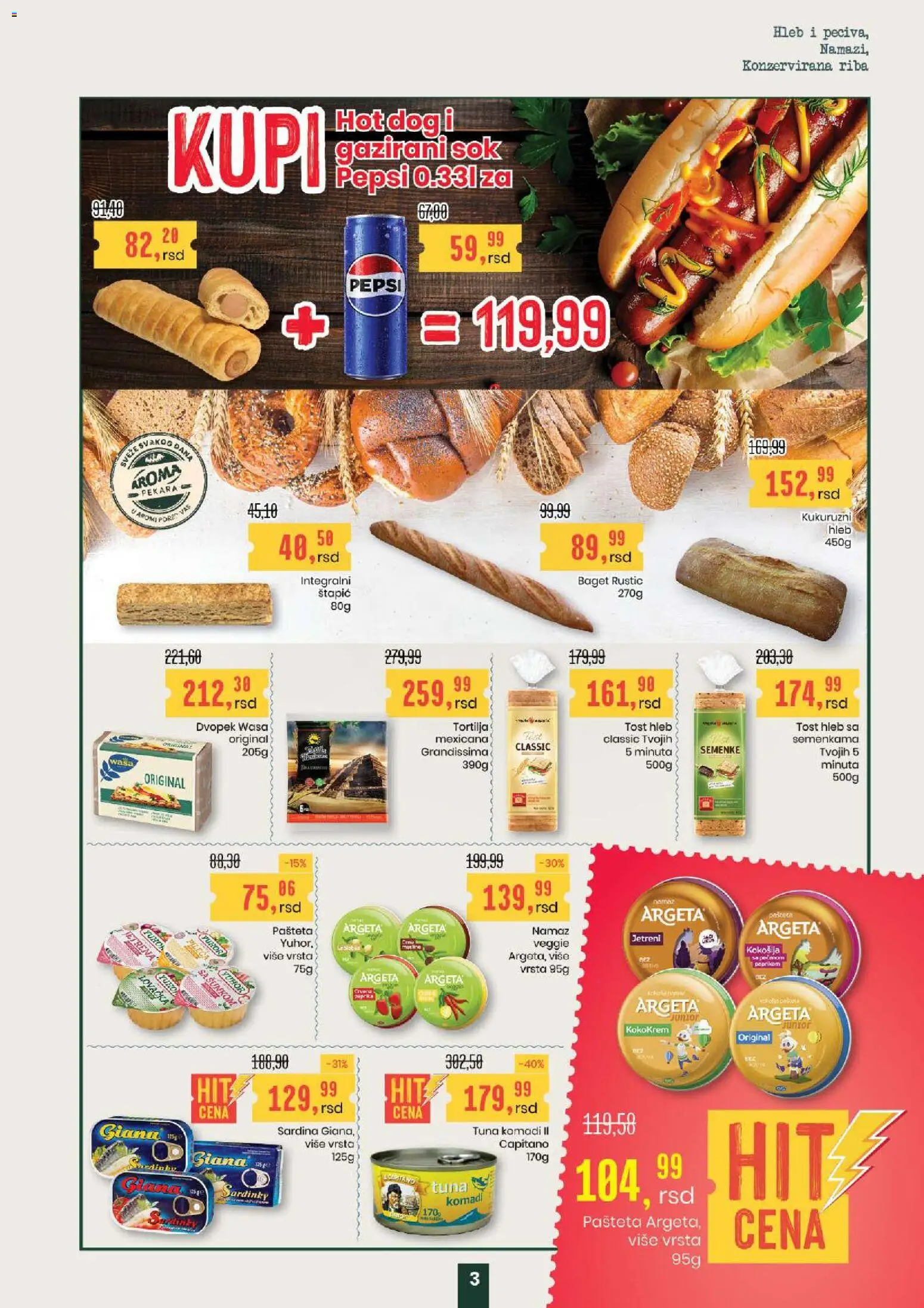 Aroma Market katalog - važi od 13.11.2025 | Strana: 3 | Proizvode: Sok, Riba, Pepsi, Sardina