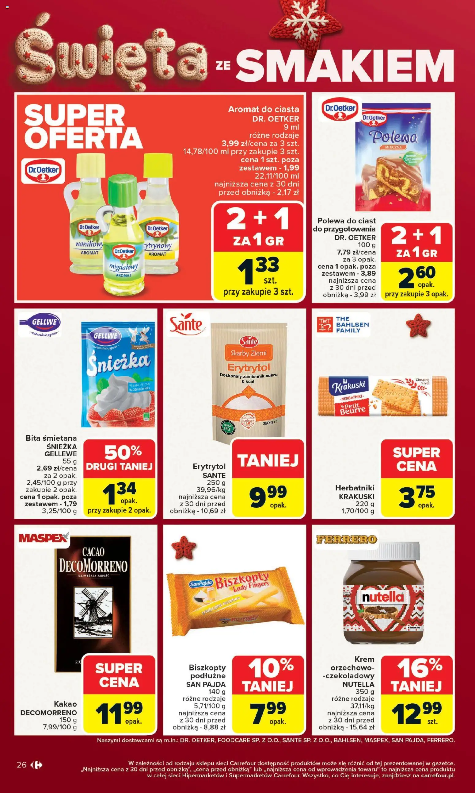 Carrefour Gazetka od 15.12.2025 | Strona: 30 | Produkty: Nutella, Mleka, Biszkopty lady fingers, Krem