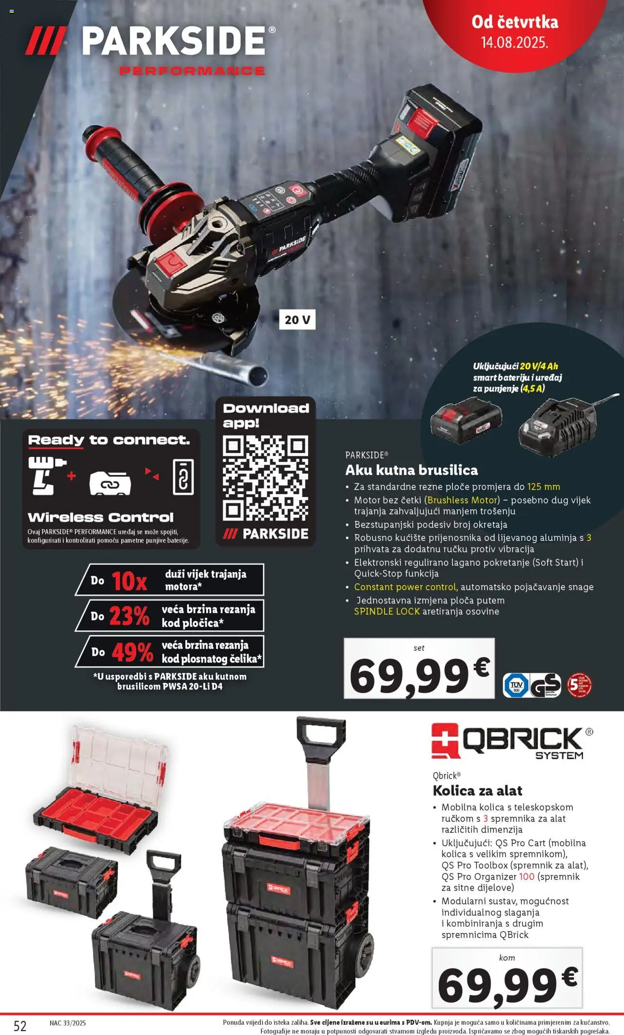 Lidl katalog | vrijedi od 11.08.2025 | Stranica: 52 | Proizvodi: Brusilica, Kolica, Alat, Parkside