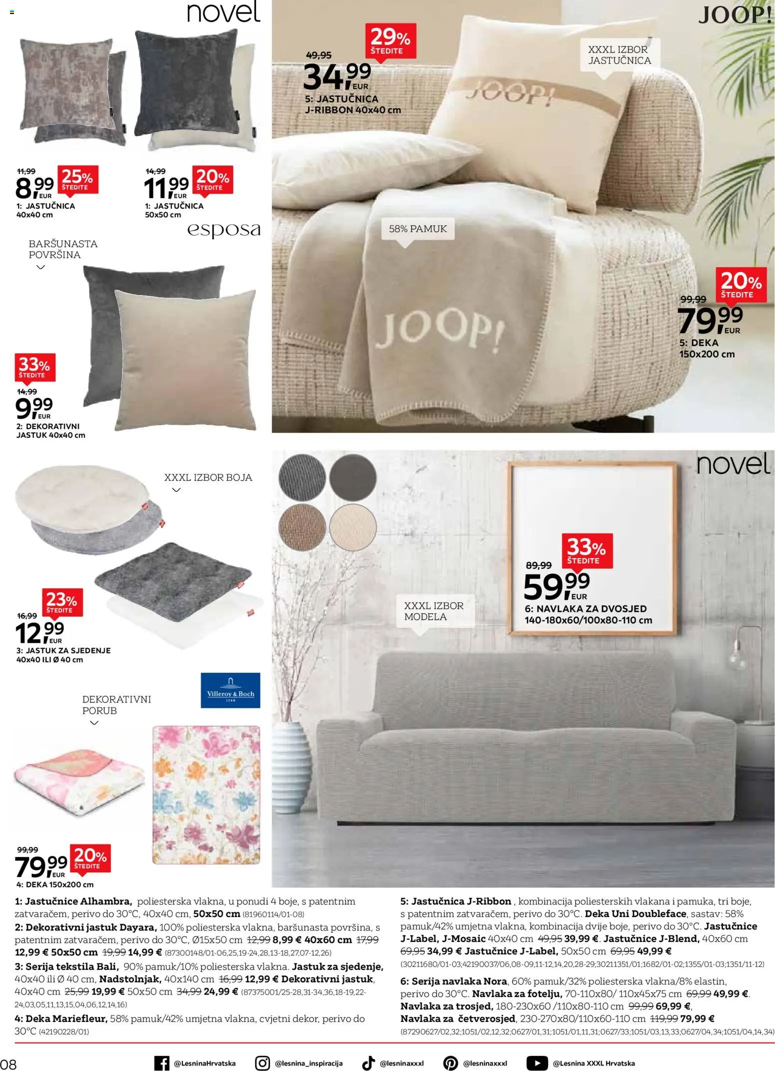 Lesnina katalog | vrijedi od 24.02.2026 | Stranica: 8 | Proizvodi: Jastuk, Jastučnica, Dvosjed, Deka