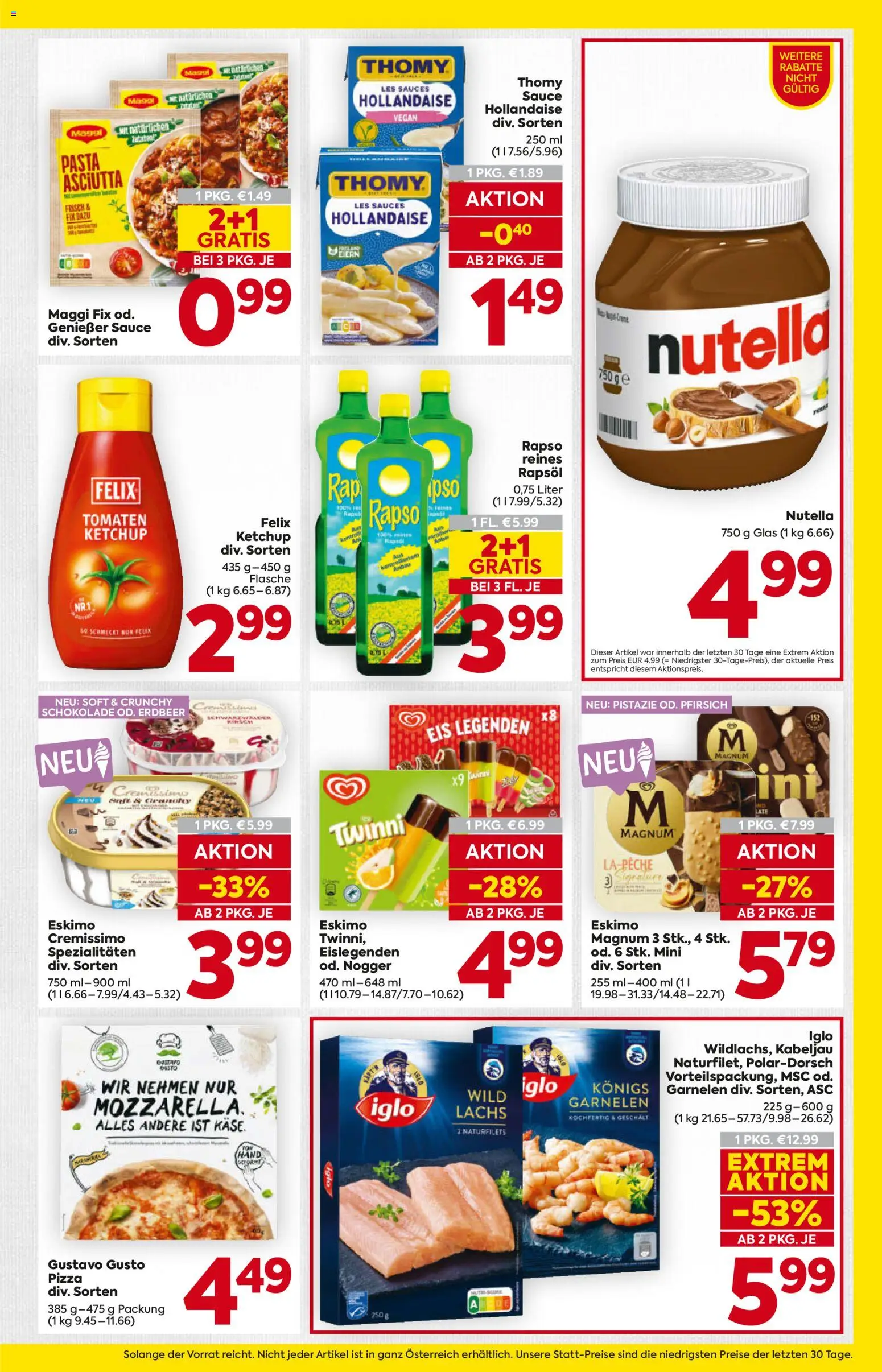 Billa AT akciós ujság - amely érvényes a következő dátumtól: 16.04.2026 | Oldal: 9 | Termékek: Magnum, Maggi, Pizza, Ketchup