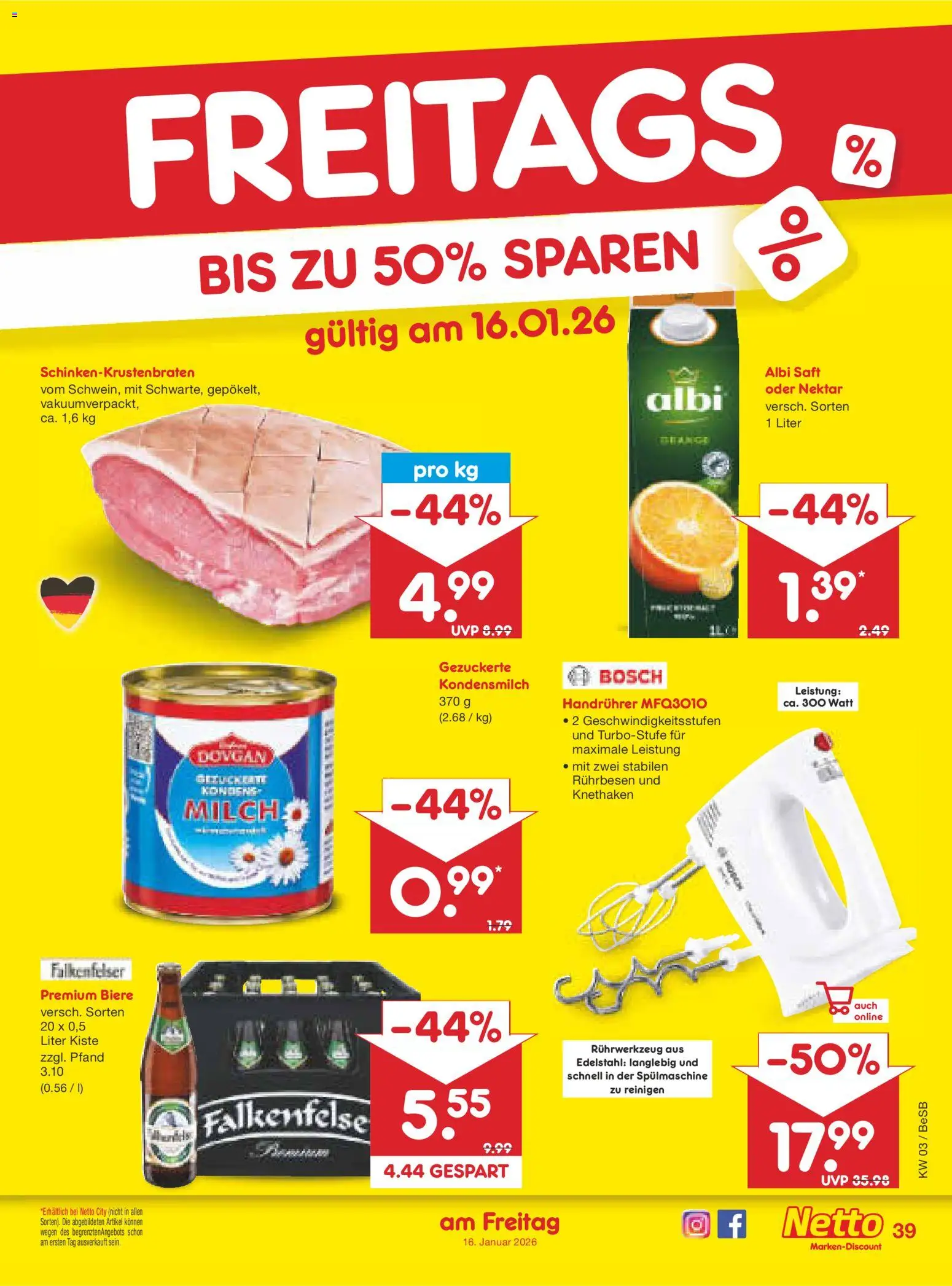 Netto Marken-Discount Prospekt 	 – gültig ab 12.01.2026 | Seite: 49 | Produkte: Bosch, Rührbesen, Milch, Saft