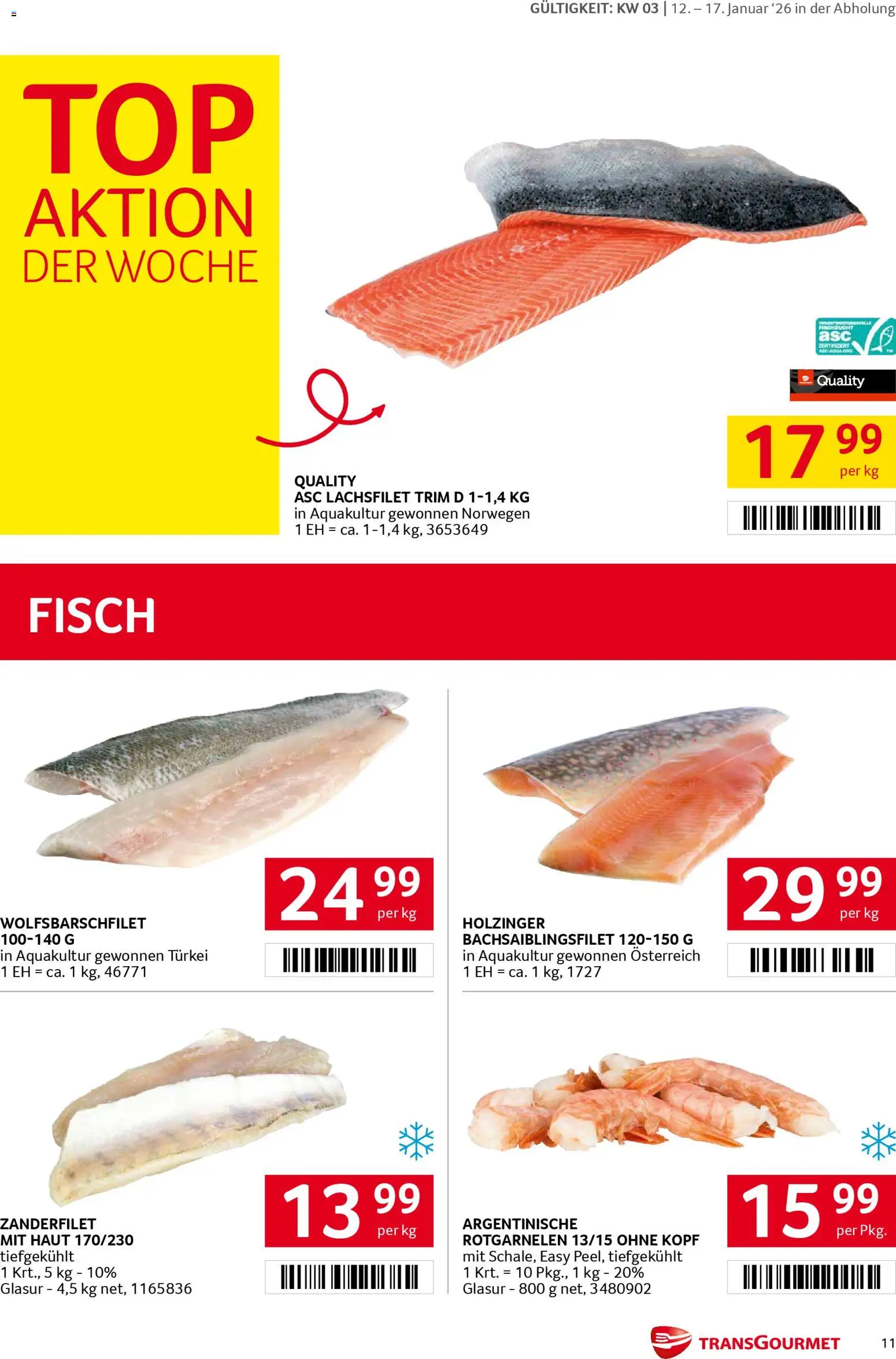Transgourmet Flugblatt gültig ab 12.01.2026 | Seite: 11 | Produkte: Fisch