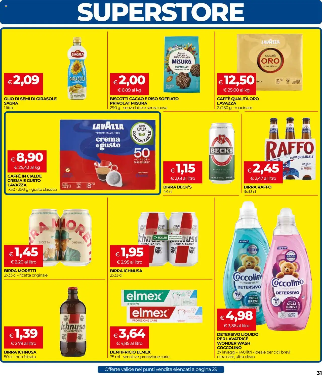 Volantino COOP del 14.08.2025 | Pagina: 31 | Prodotti: Crema, Biscotti, Lavatrice, Cacao