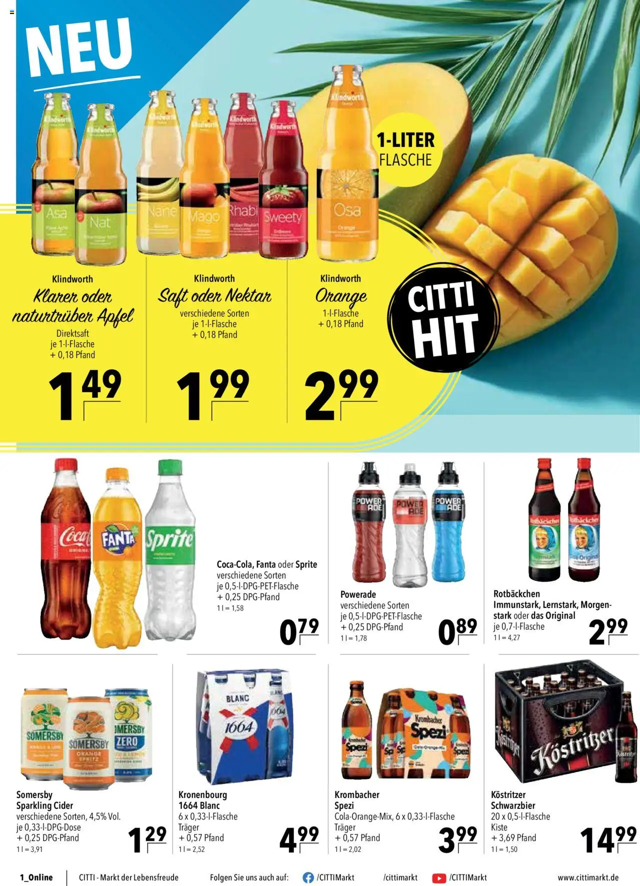 CITTI Markt Prospekt 	 - gültig ab dem 27.08.2025 | Seite: 16 | Produkte: Fanta, Sprite, Kostritzer, Saft