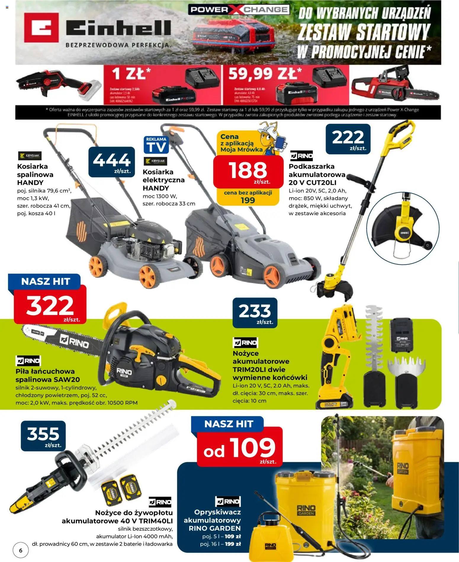 Mrówka gazetka - Elbląg od 09.04.2026 | Strona: 6 | Produkty: Opryskiwacz, Baterie, Kosiarka, Nożyce do żywopłotu