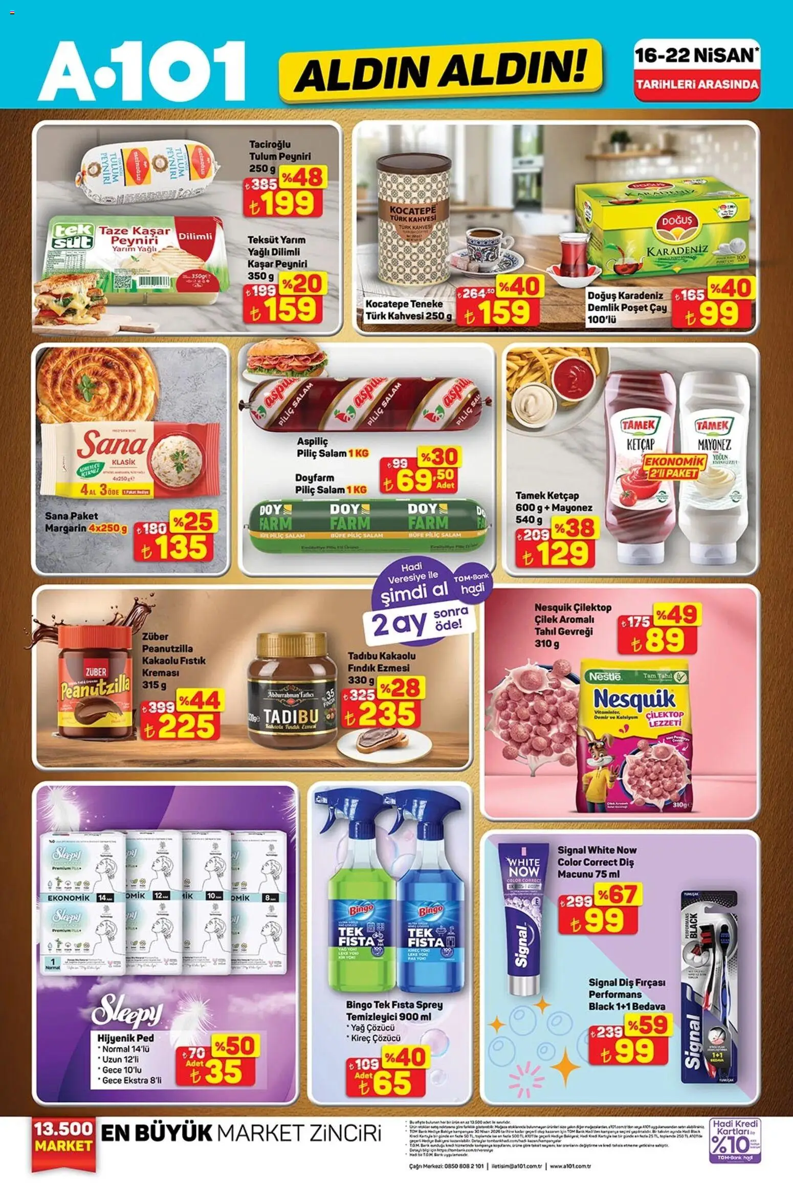 A101 - Katalog Aldın Aldın - 16.04.2026 tarihinden itibaren geçerlidir | Sayfa: 1 | Ürünler: Kireç çözücü, Hijyenik ped, Ketçap, Şal