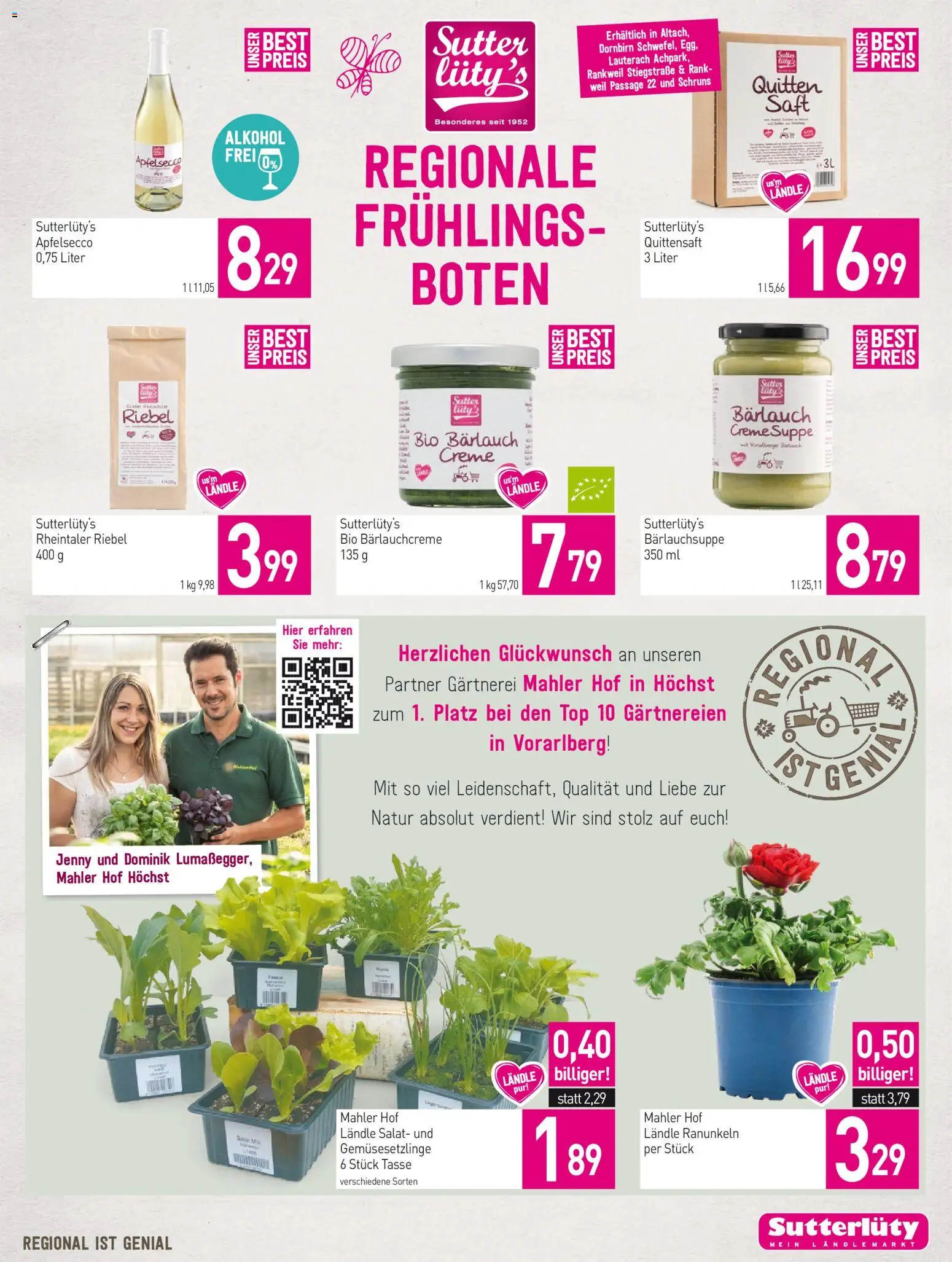 Sutterlüty Flugblatt gültig ab 09.04.2026 | Seite: 19 | Produkte: Salat, Creme, Saft