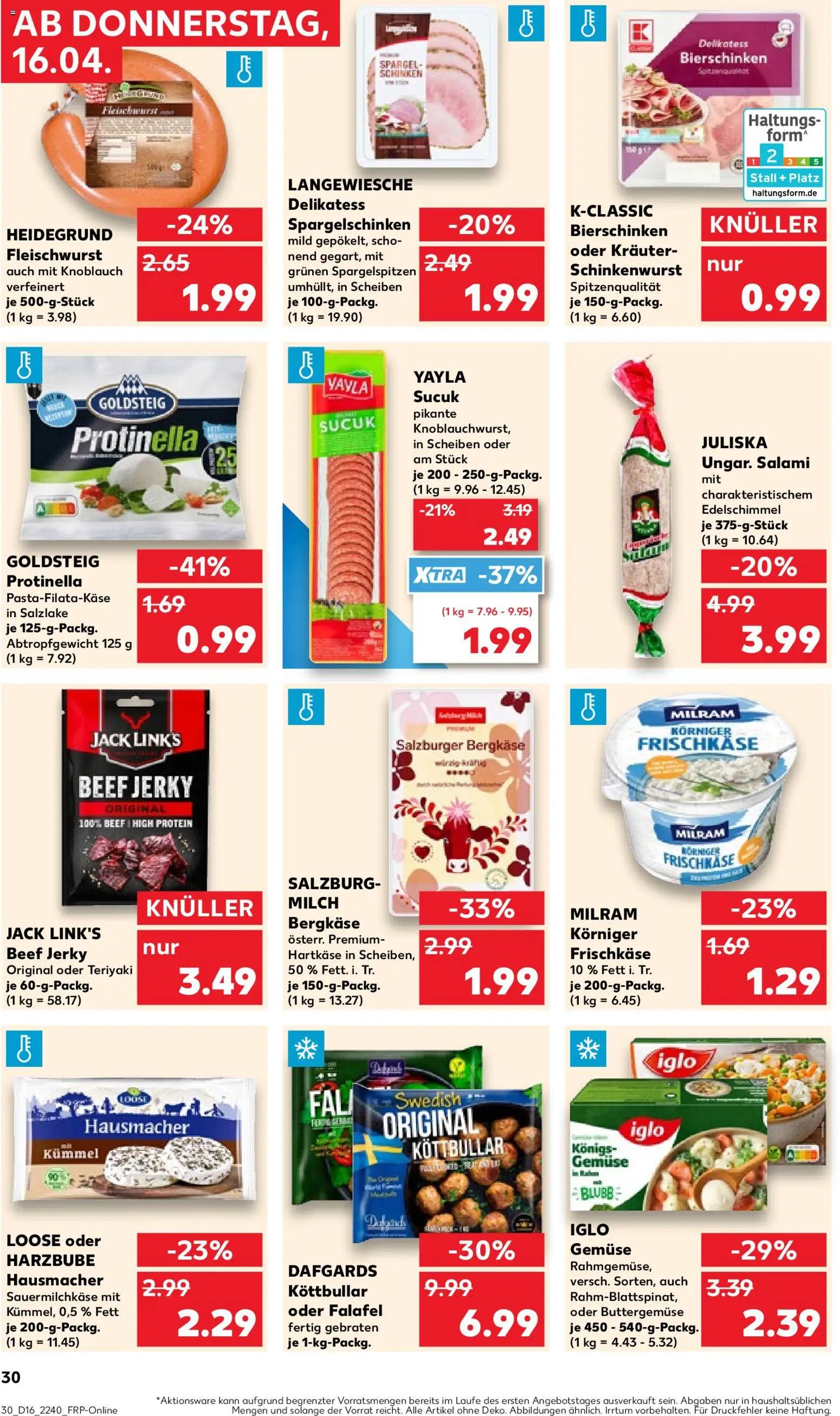 Kaufland Prospekt Stuttgart	 – gültig ab 16.04.2026 | Seite: 30 | Produkte: Spargel, Milram, Knoblauch, Frischkase