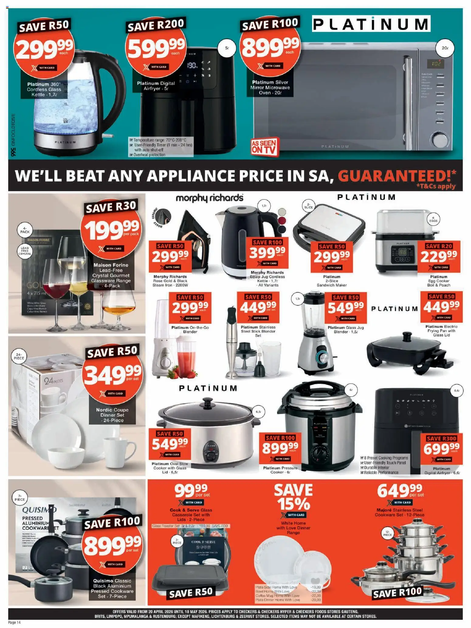 New Checkers catalogue – valid from 20.04.2026 | Page: 14 | Products: Sandwich maker, Cooker, Mirror, Eggs