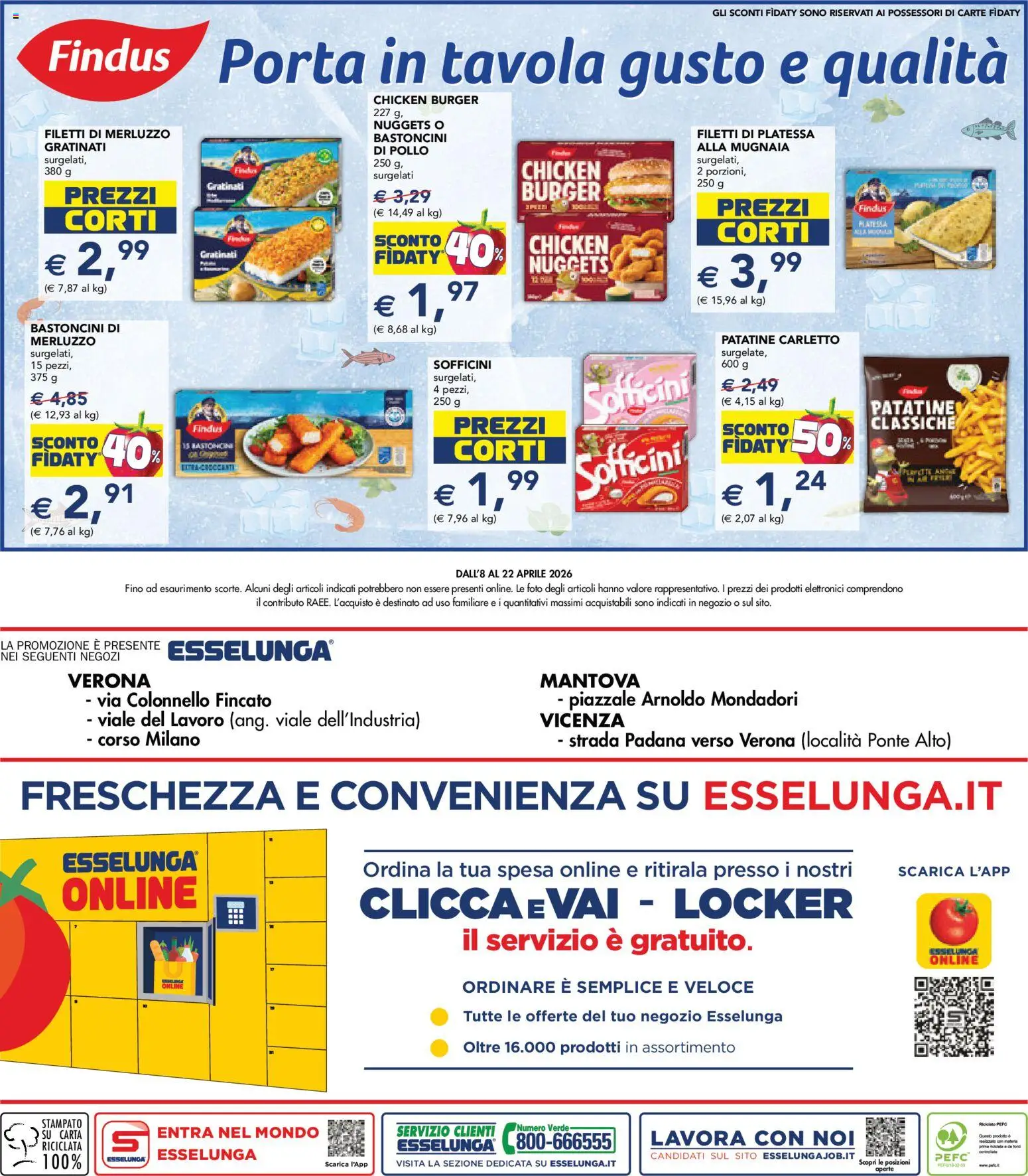 Volantino Esselunga S del 08.04.2026 | Pagina: 25 | Prodotti: Pollo, Merluzzo, Patatine, Nuggets