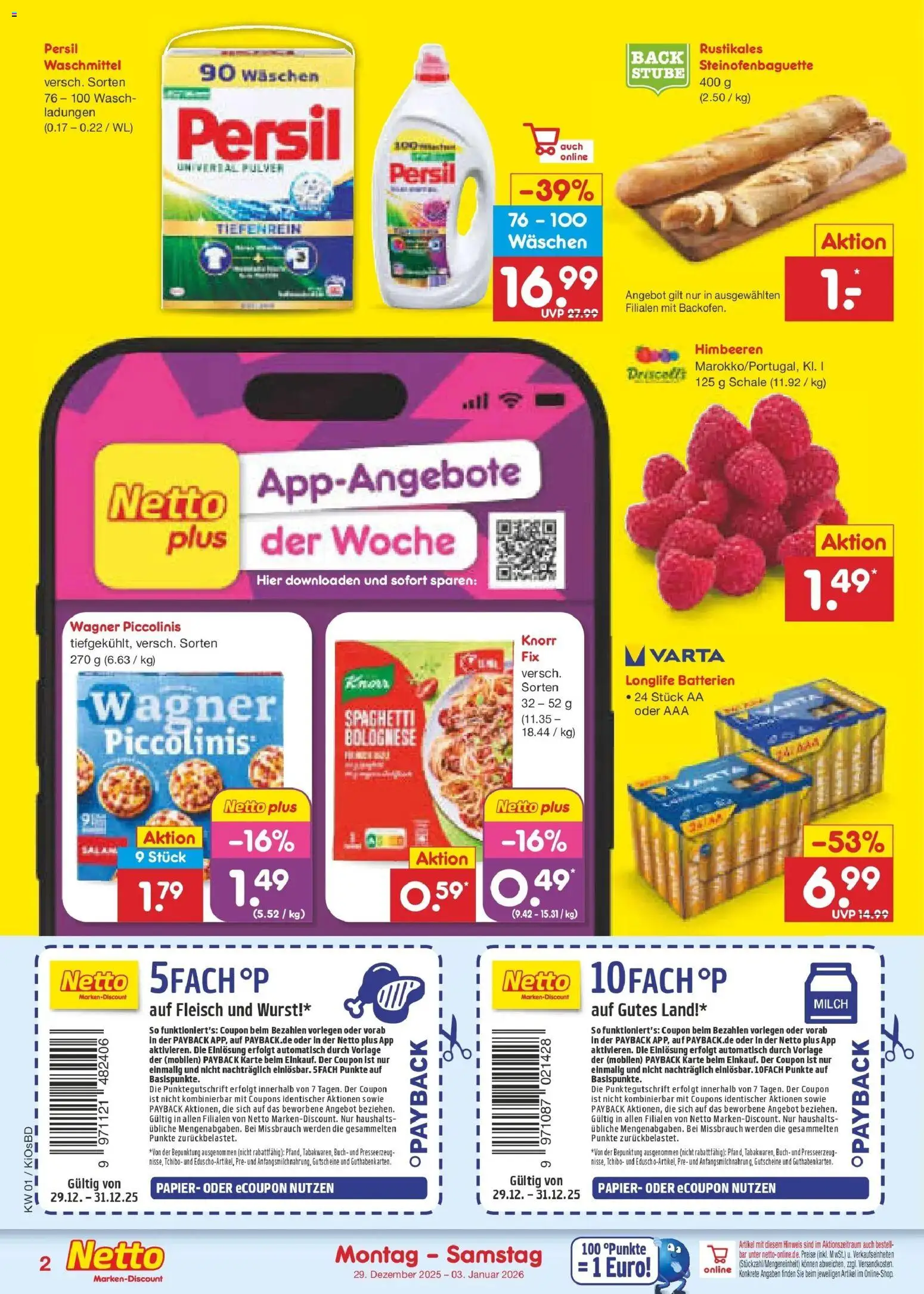 Netto Marken-Discount prospekt Mistelbach	 – gültig ab 28.12.2025 | Seite: 2 | Produkte: Batterien, Knorr, Waschmittel, Wurst