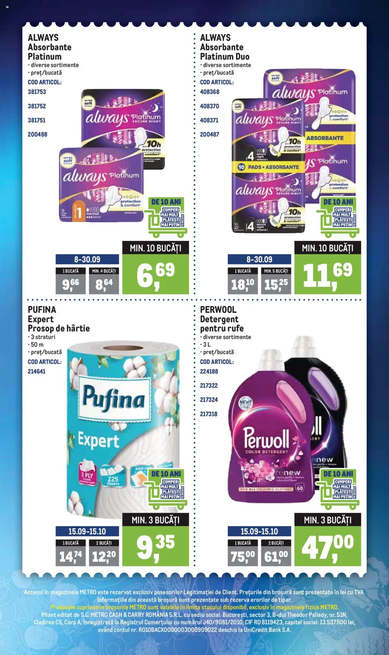 Noul catalog Metro – valabil de la 22.09.2025 | Pagină: 6 | Produse: Detergent, Absorbante