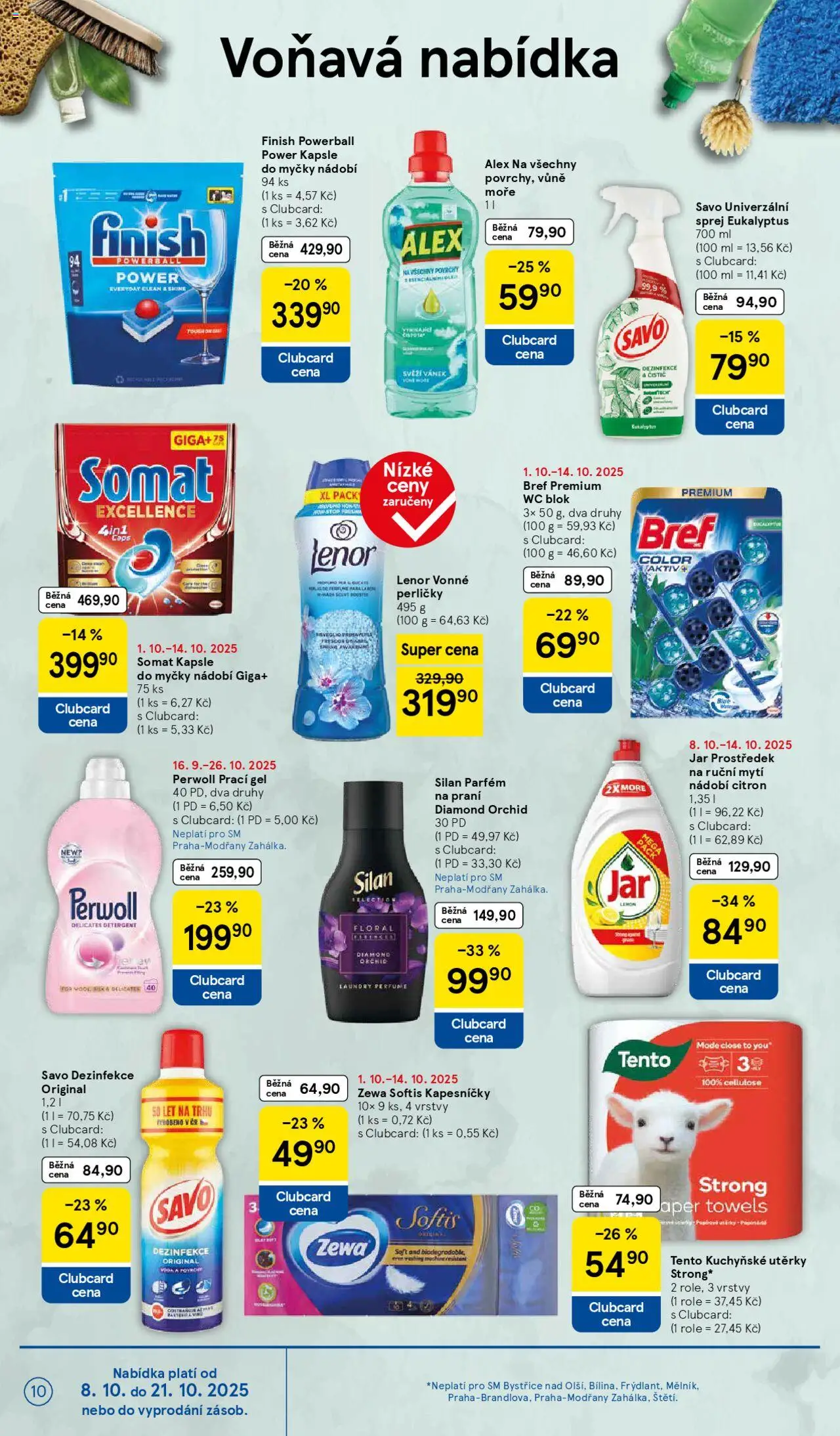 Tesco leták - Supermarket od 08.10.2025 | Strana: 10 | Produkty: Finish, Kuchyňské utěrky, Blok, Somat