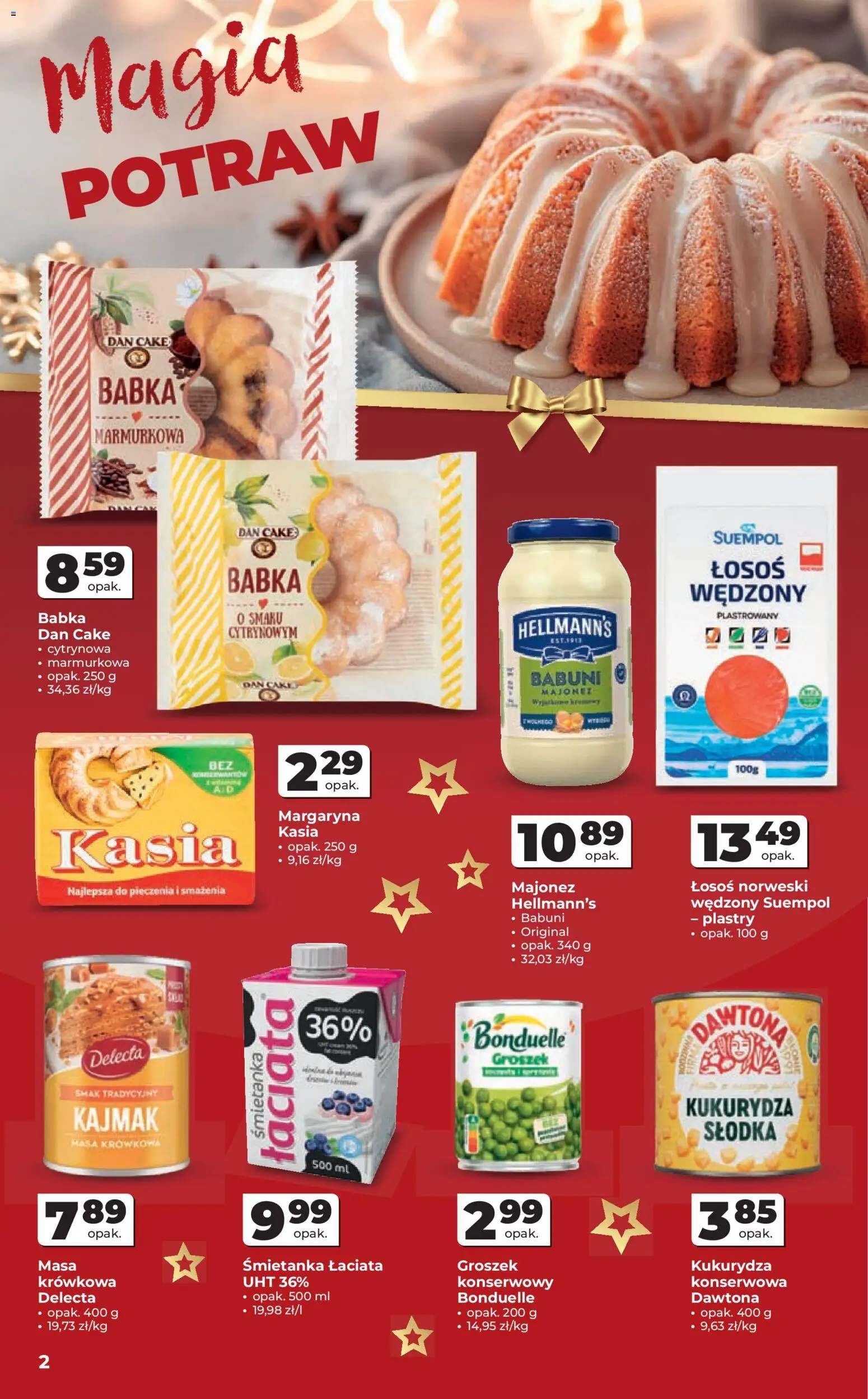 Odido Gazetka od 17.12.2025 | Strona: 2 | Produkty: Groszek, Łosoś, Margaryna, Babka marmurkowa