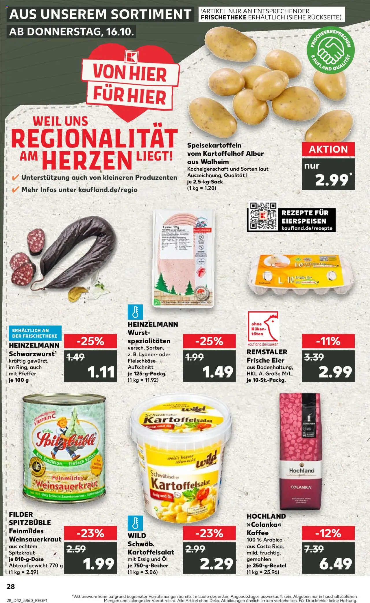 Kaufland prospekt Stuttgart	 – gültig ab 16.10.2025 | Seite: 28 | Produkte: Eier, Kaffee, Essig, Pudding