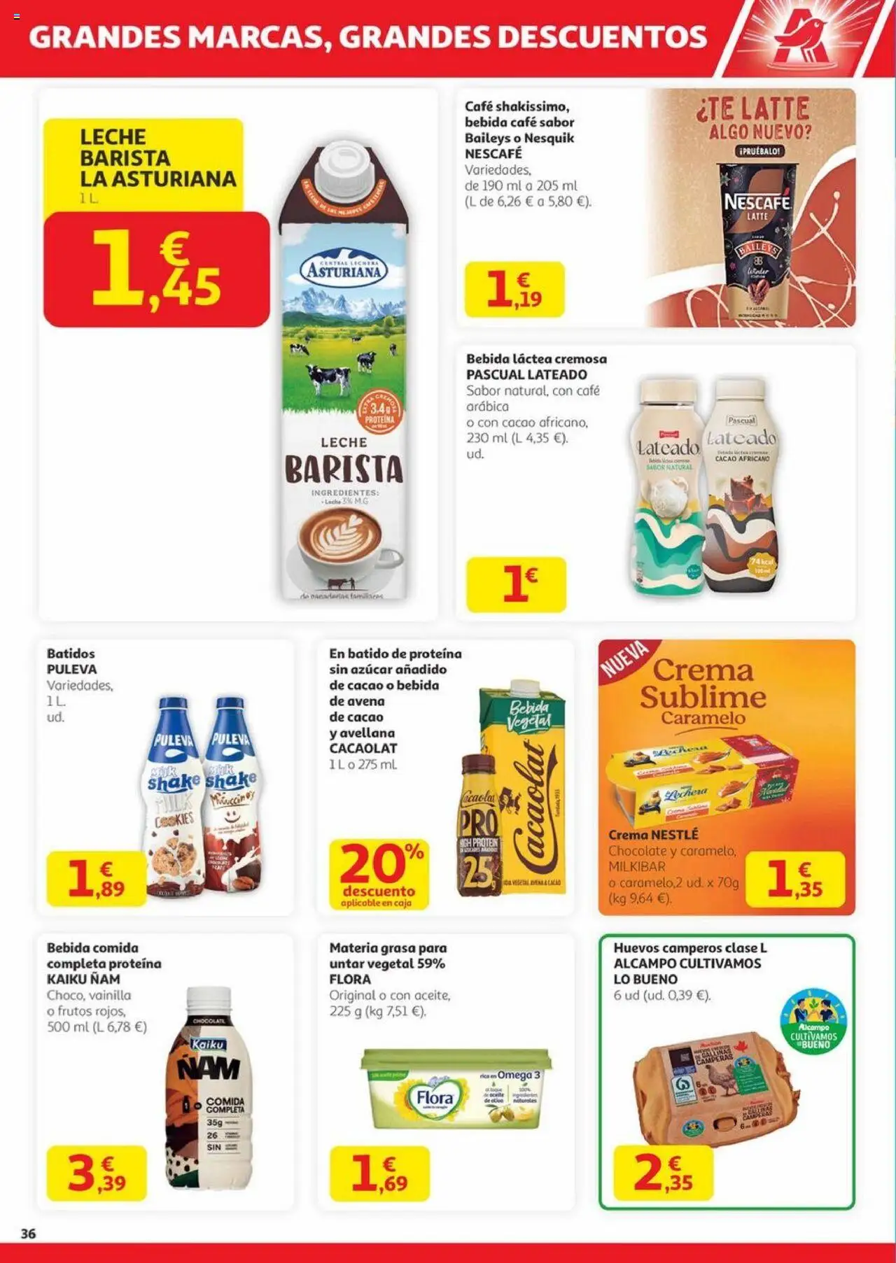 Alcampo - Canarias │ válido desde el 23.10.2025 | Página: 36 | Productos: Leche, Huevos, Chocolate, Caja