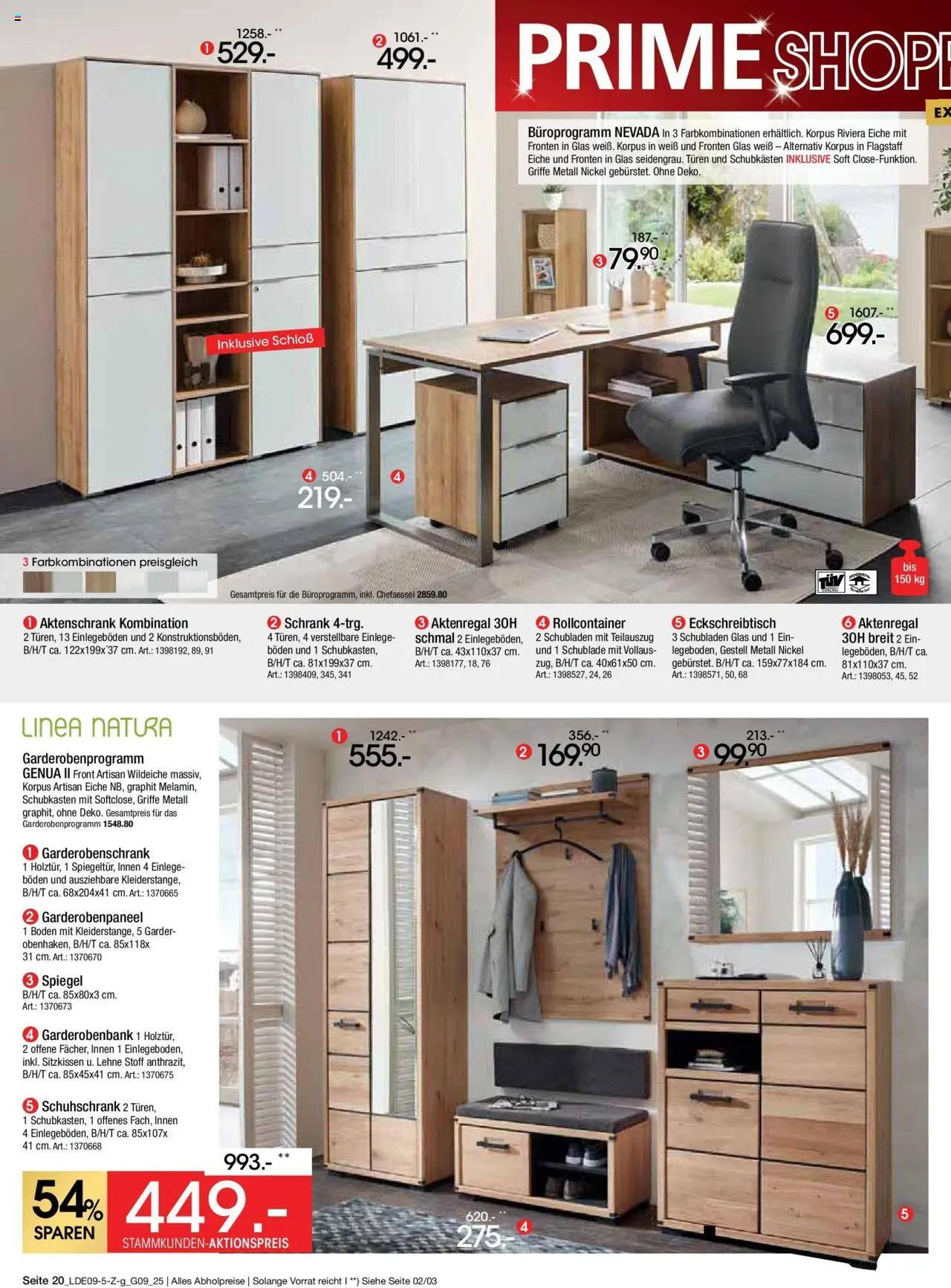 Zurbrüggen - Zurbrüggen: Prime Shopping week – gültig ab 12.09.2025 | Seite: 20 | Produkte: Schrank, Spiegel, Garderobenschrank, Aktenregal