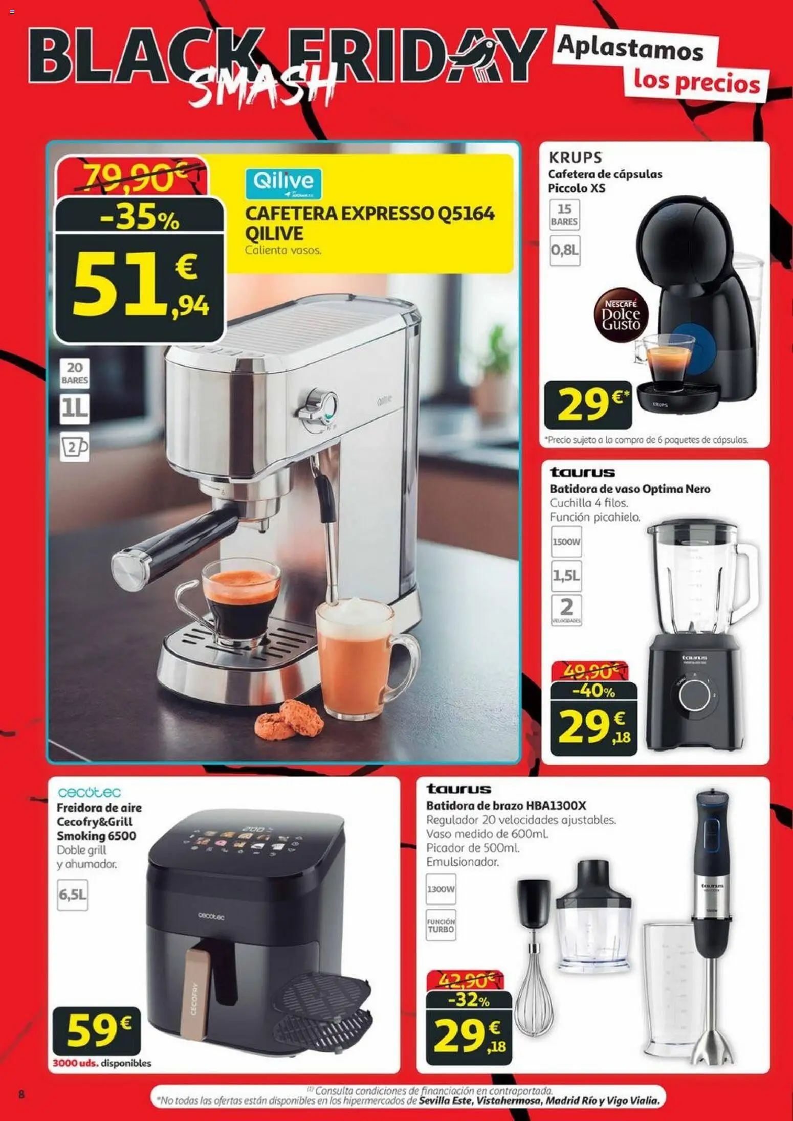 Alcampo - Black Friday Canarias │ válido desde el 20.11.2025 | Página: 8 | Productos: Cafetera, Batidora, Freidora