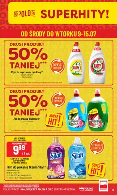 POLOmarket Gazetka od 09.07.2025 | Strona: 13 | Produkty: Płyn do płukania tkanin, Fairy, Płyn do mycia naczyń