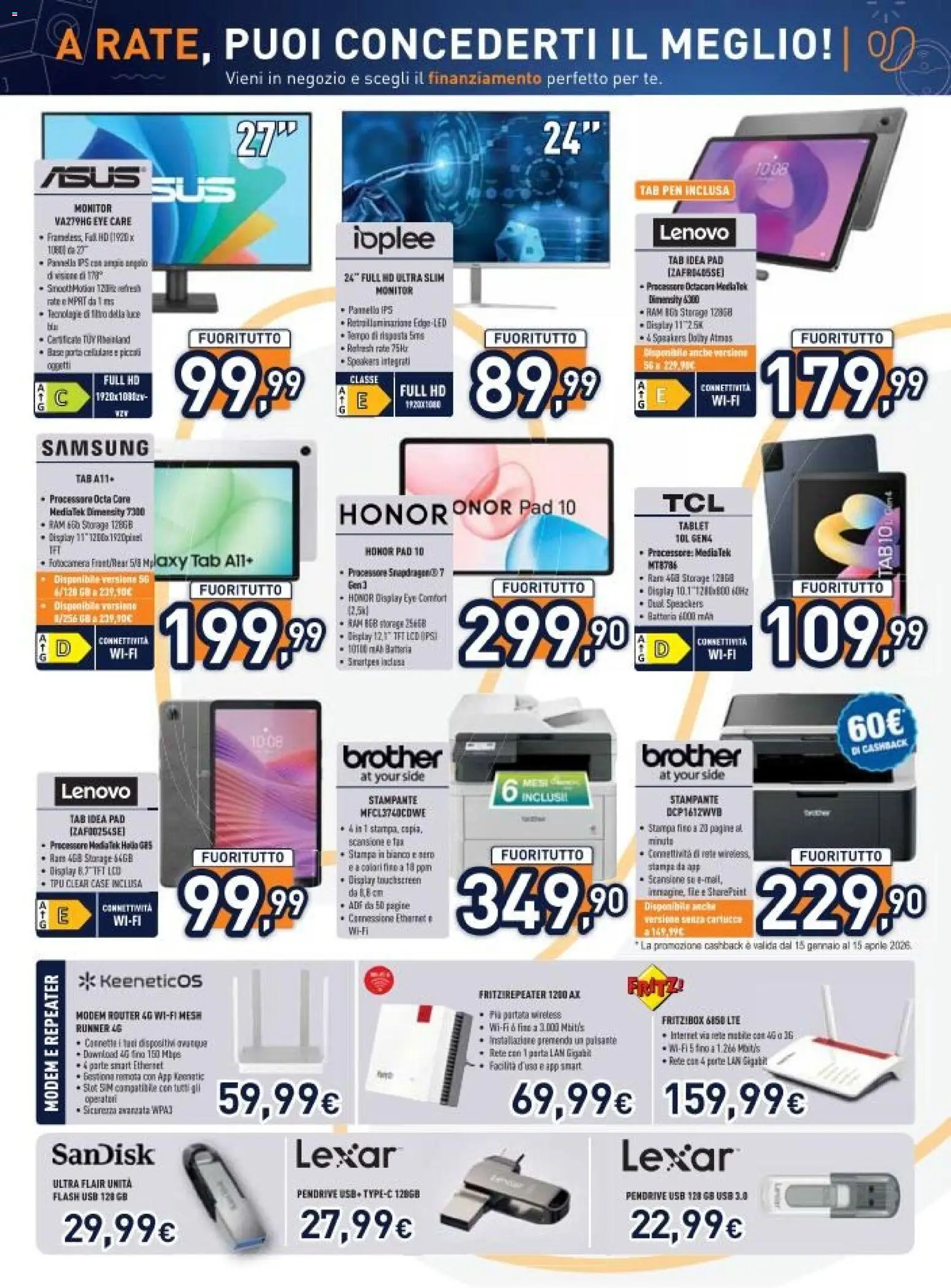 Volantino Unieuro del 16.01.2026 | Pagina: 15 | Prodotti: Stampante, Fotocamera, USB, Samsung