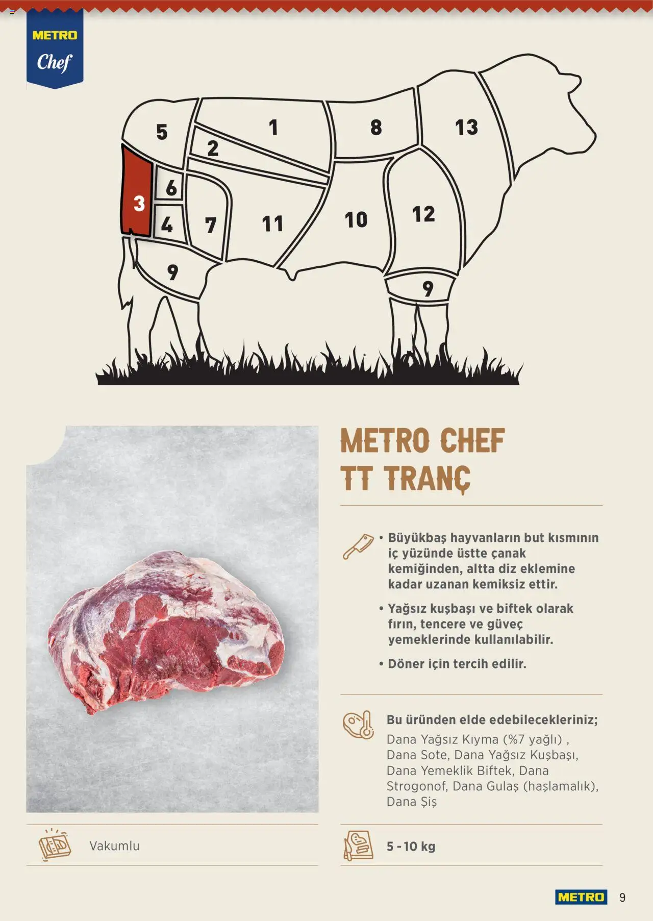 Metro Chef TT Dana Et Ürünleri - 16.06.2025 tarihinden itibaren geçerlidir | Sayfa: 9 | Ürünler: Döner