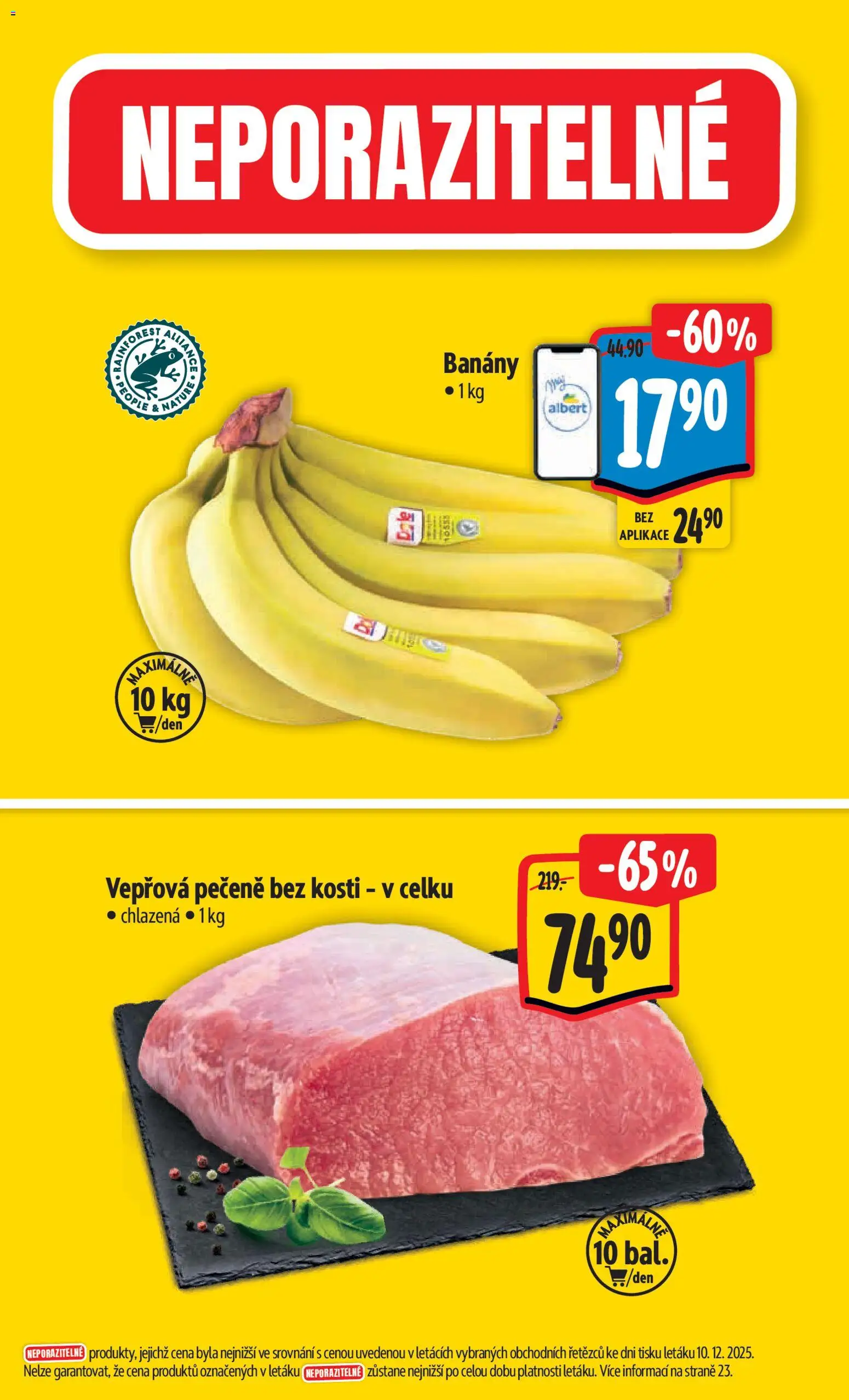 Albert leták - Hypermarket od 27.12.2025 | Strana: 2 | Produkty: Vepřová pečeně, Banány