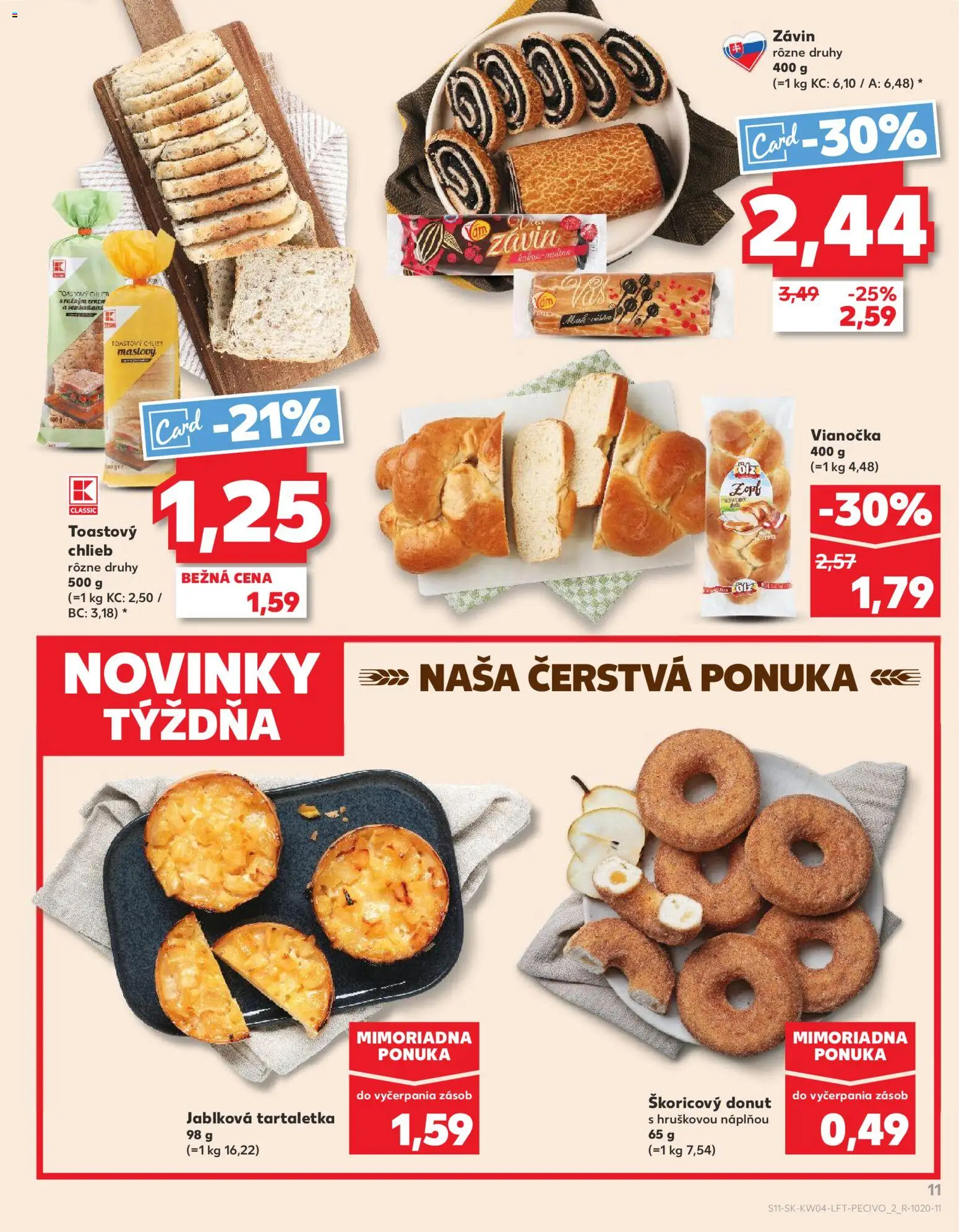 Nové Kaufland akcie – leták je platný od 22.01.2026 | Strana: 11 | Produkty: Donut, Vianočka, Závin, Apple