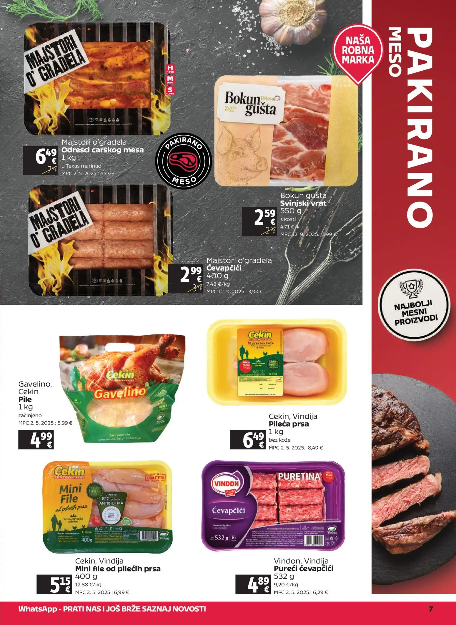 Tommy katalog | vrijedi od 05.03.2026 | Stranica: 7 | Proizvodi: Puretina, Meso, Ćevapčići, Pileća prsa