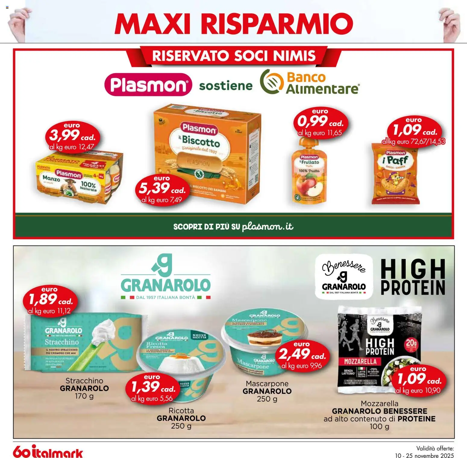 Volantino Italmark del 10.11.2025 | Pagina: 34 | Prodotti: Manzo, Latte, Ricotta, Mascarpone