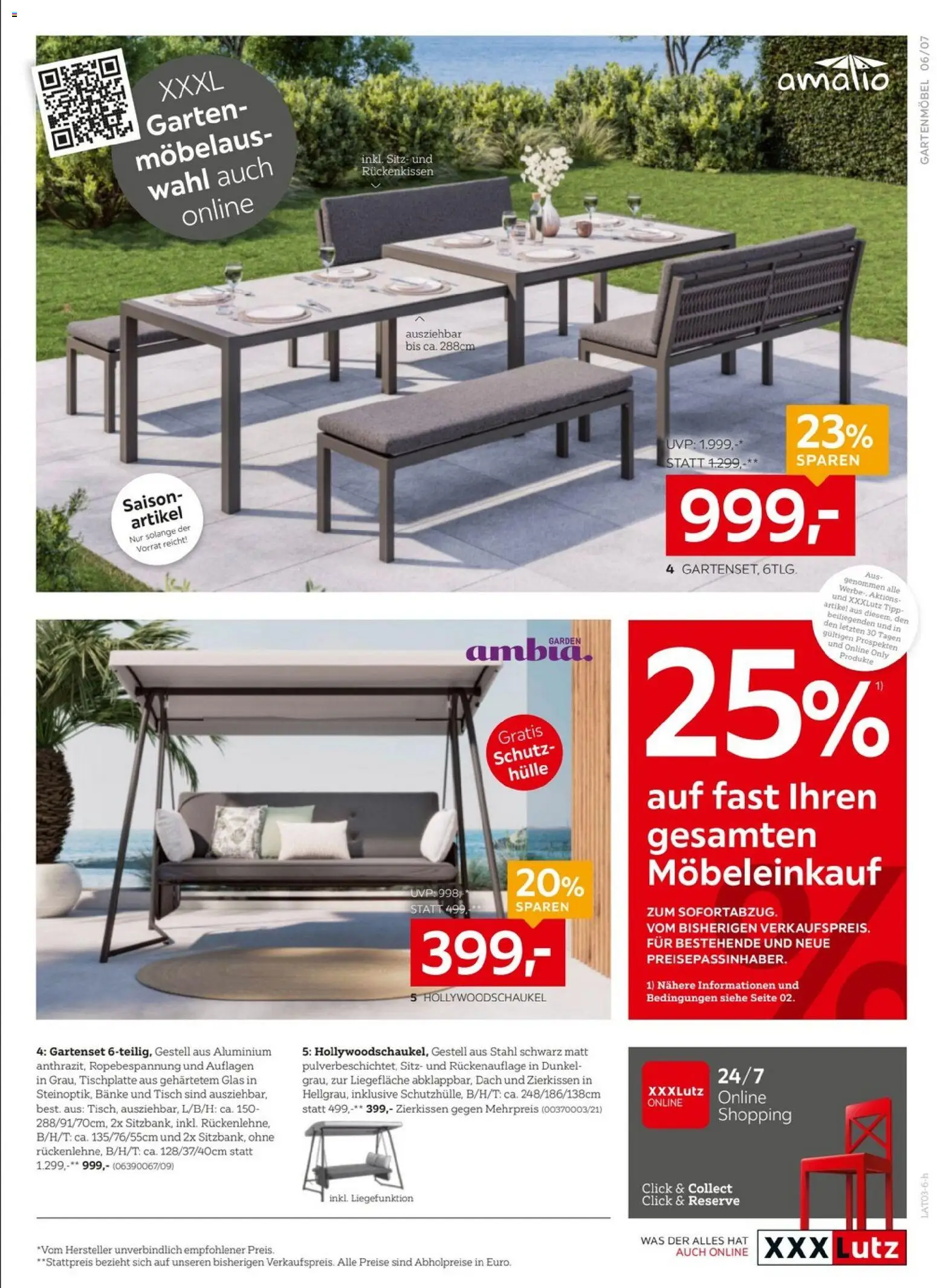 XXXLutz Möbeleinkauf gültig ab 24.02.2026 | Seite: 7 | Produkte: Hülle, Tisch, Gartenmöbel