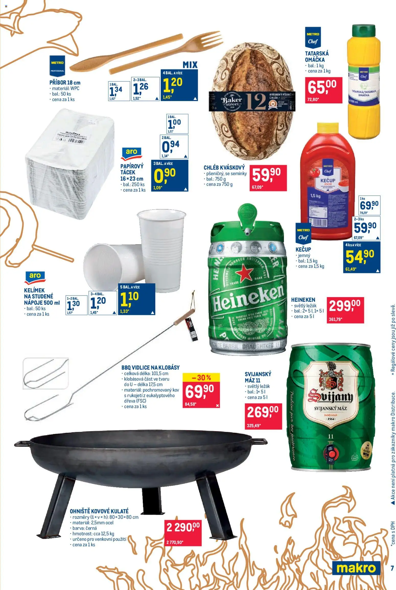 Makro leták - Pro milovníky jídla od 22.04.2026 | Strana: 7 | Produkty: Heineken, Příbor, Klobásy, Svijanský Máz