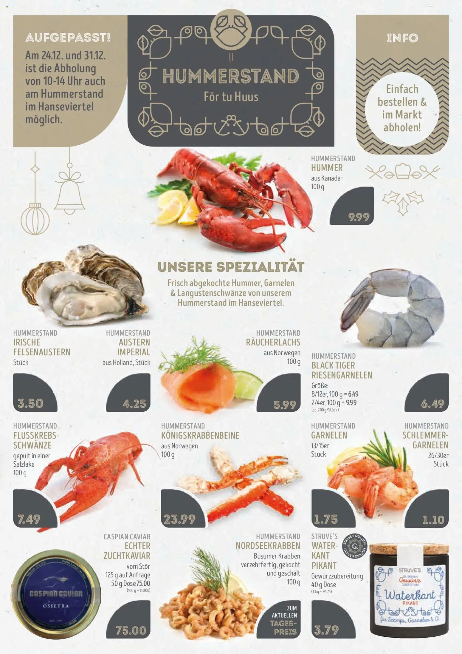 Edeka Struve Unsere Angebote für die Festzeit – gültig ab 08.12.2025 | Seite: 3 | Produkte: Garnelen, Räucherlachs, Uhr