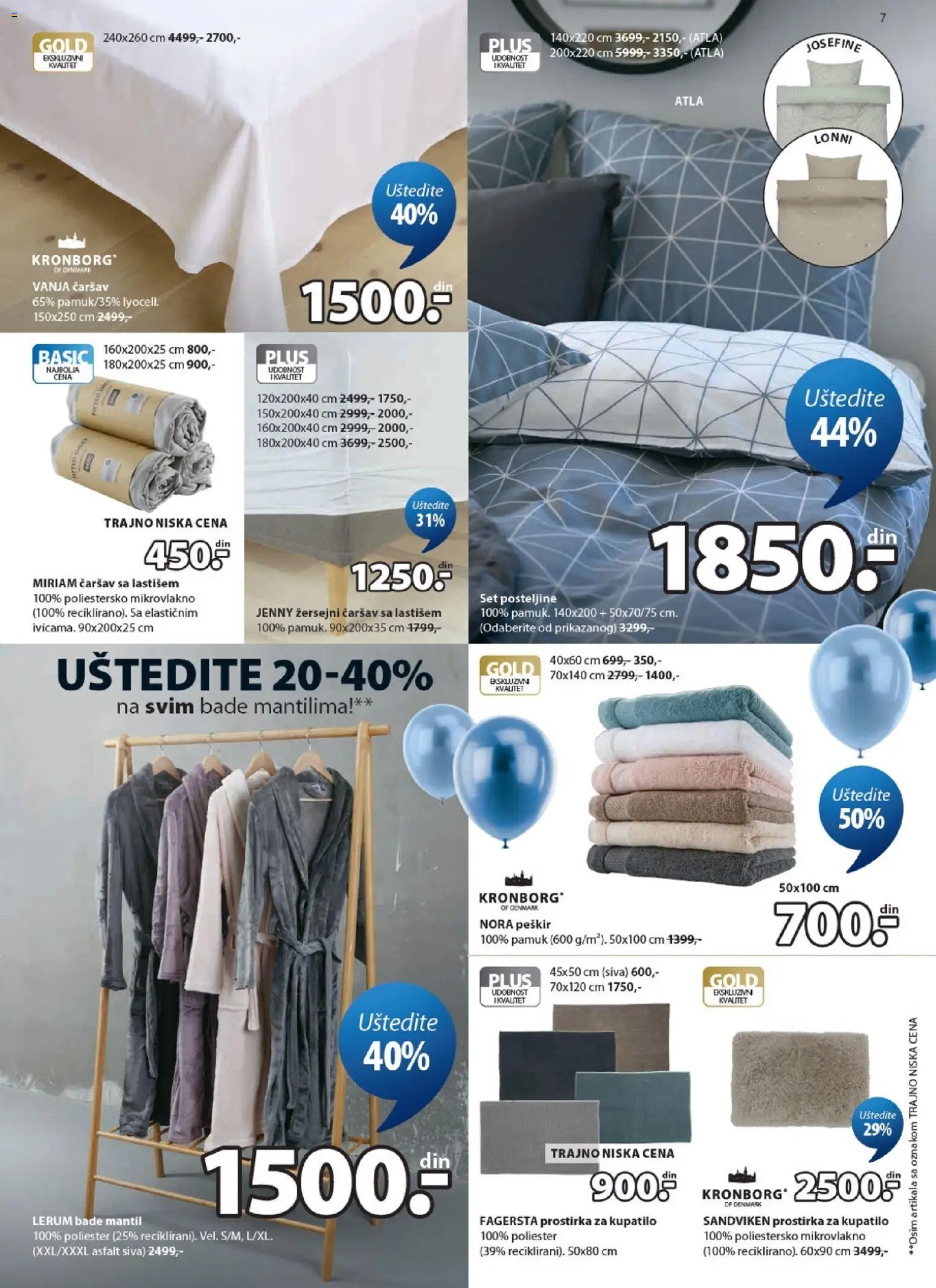 Jysk katalog - važi od 15.04.2026 | Strana: 7 | Proizvode: Kupatilo, Peškir, Posteljine, Bade mantil