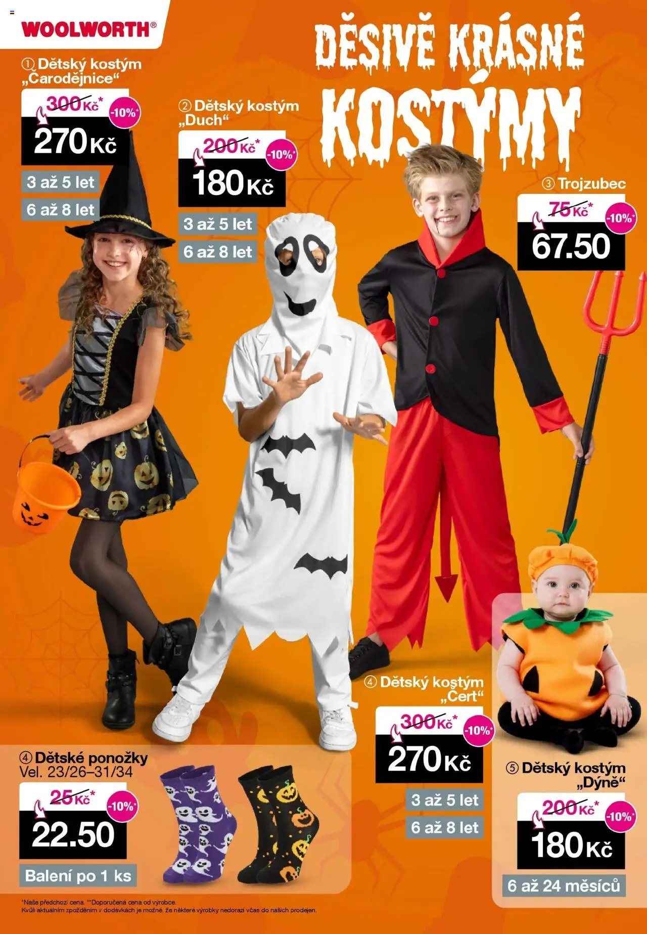 Woolworth leták - Třebíč, Třinec, Žatec, Otvice, Jihlava, Znojmo, Příbram od 10.10.2025 - akční nabídka | Strana: 8 | Produkty: Ponožky, Kostýmy, Kostým