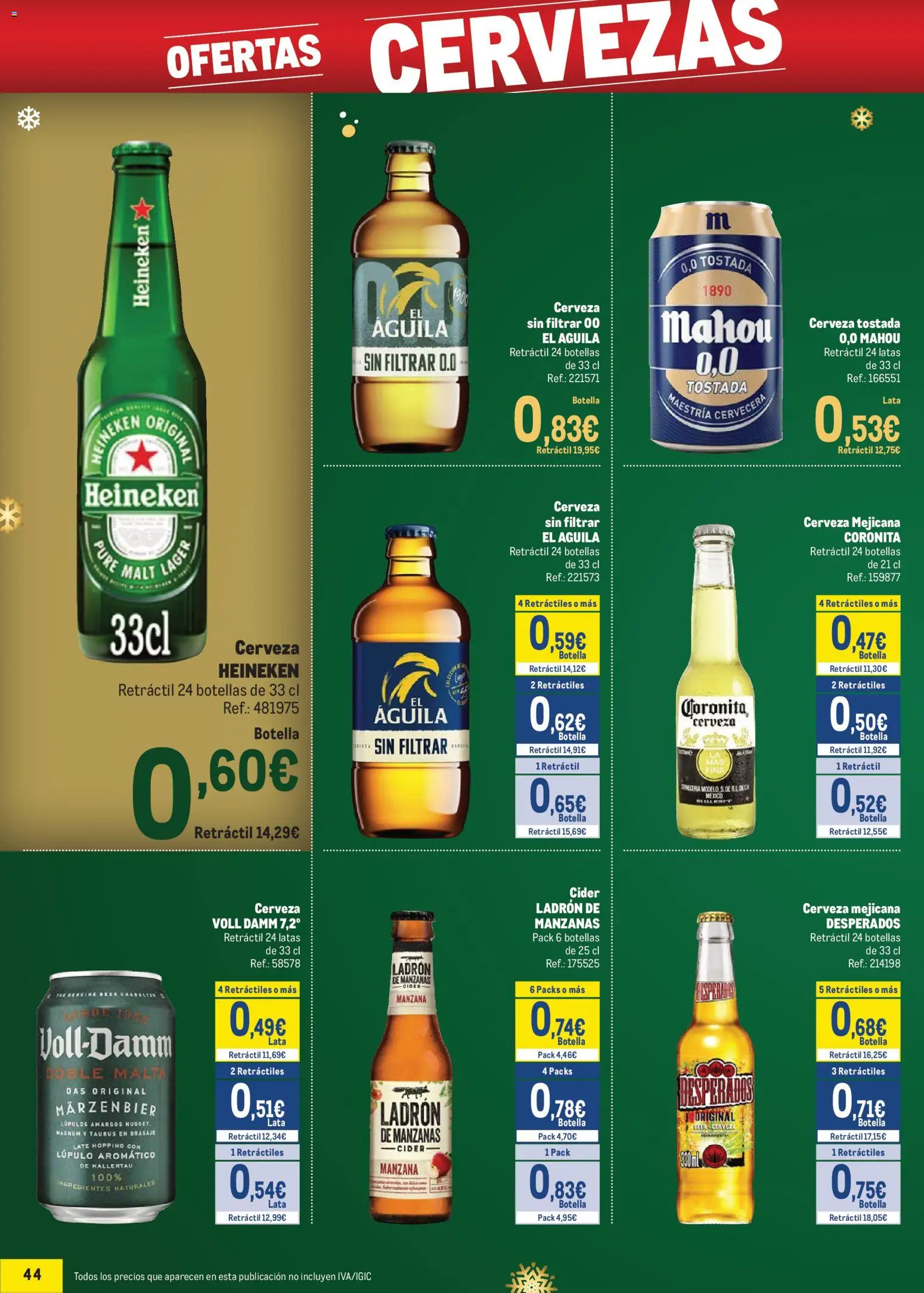 Makro - Precios Sur │ válido desde el 24.11.2025 | Página: 44 | Productos: Cerveza, Manzana, Παρμεζάνα, Σπανάκι