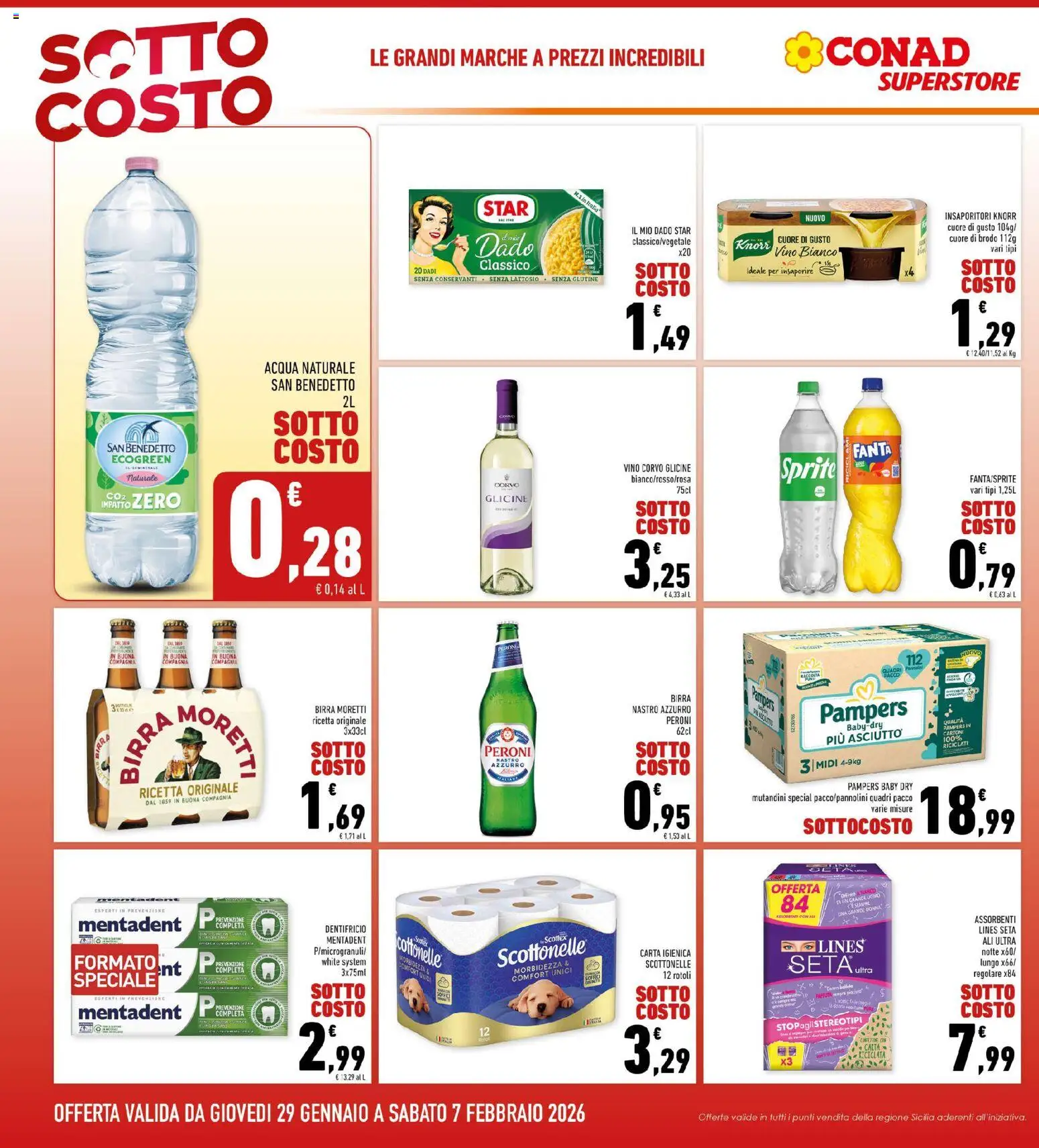 Volantino Conad del 29.01.2026 | Pagina: 4 | Prodotti: Carta igienica, Dentifricio, Vino, Vino bianco