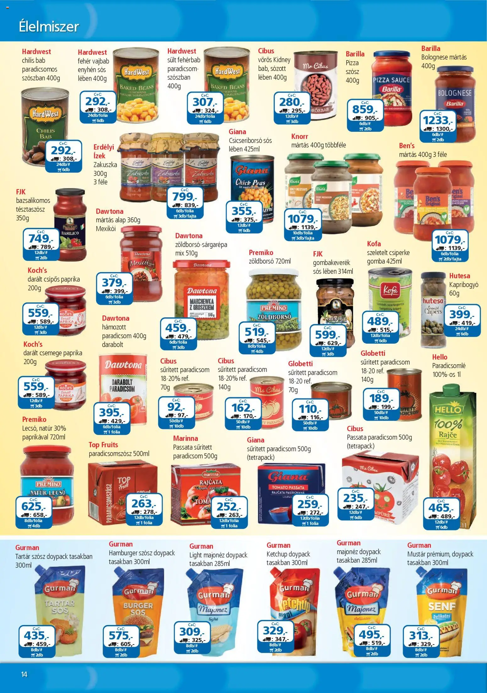 ÁRKLUB akciós ujság - amely érvényes a következő dátumtól: 01.02.2026 | Oldal: 14 | Termékek: Zöldborsó, Sűrített paradicsom, Ketchup, Chilis bab