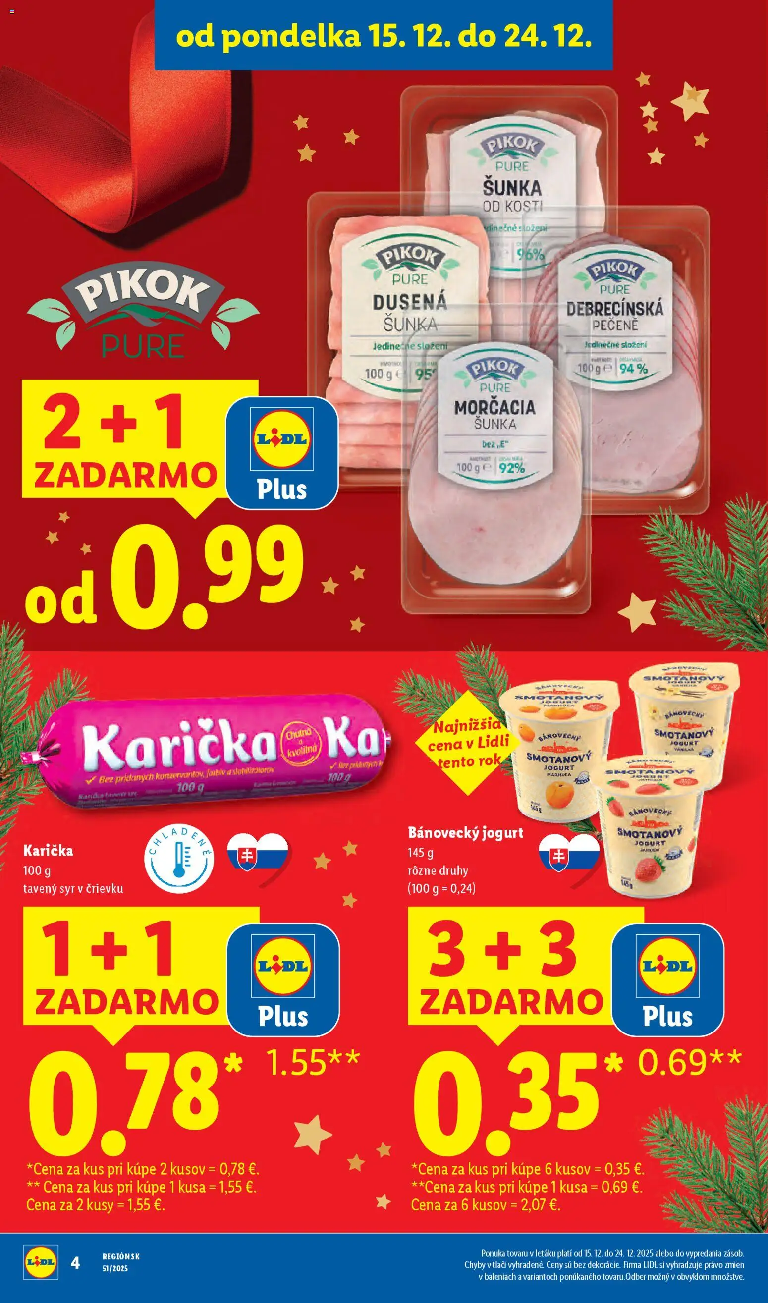 Nové Lidl akcie – leták je platný od 18.12.2025 | Strana: 5 | Produkty: Syr, Jogurt, Šunka