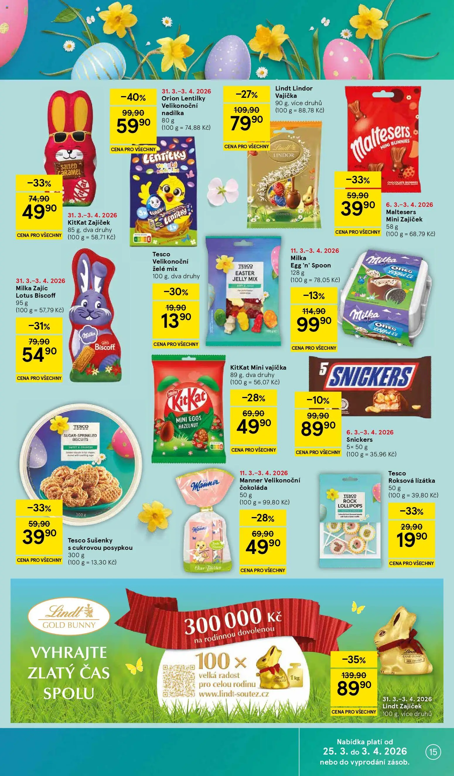 Tesco leták - Hypermarket od 31.03.2026 | Strana: 15 | Produkty: Čokoláda, Lotus Biscoff, Lotus, Sušenky