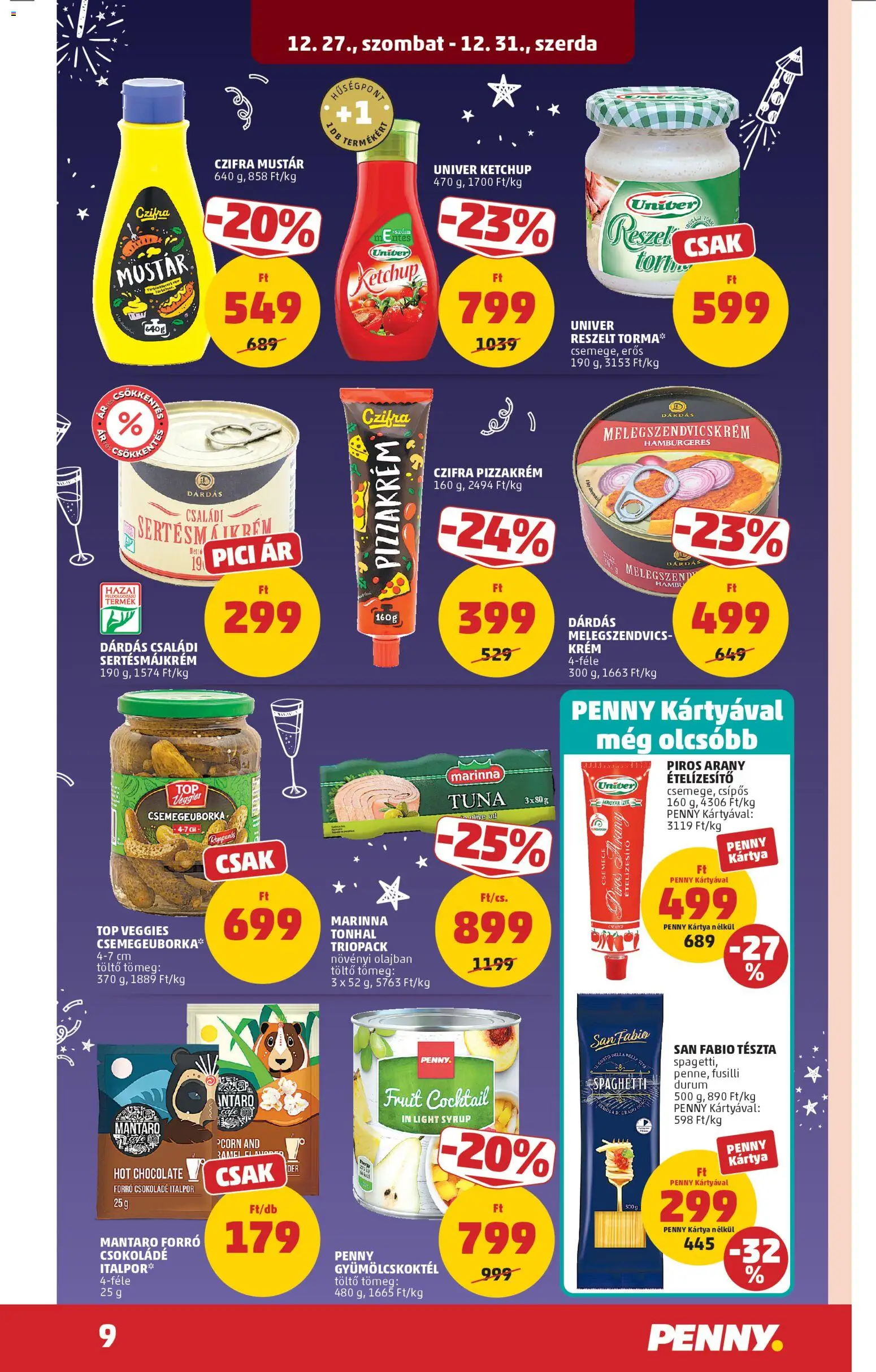 PENNY akciós ujság - amely érvényes a következő dátumtól: 27.12.2025 | Oldal: 13 | Termékek: Tonhal, Töltő, Tészta, Ketchup
