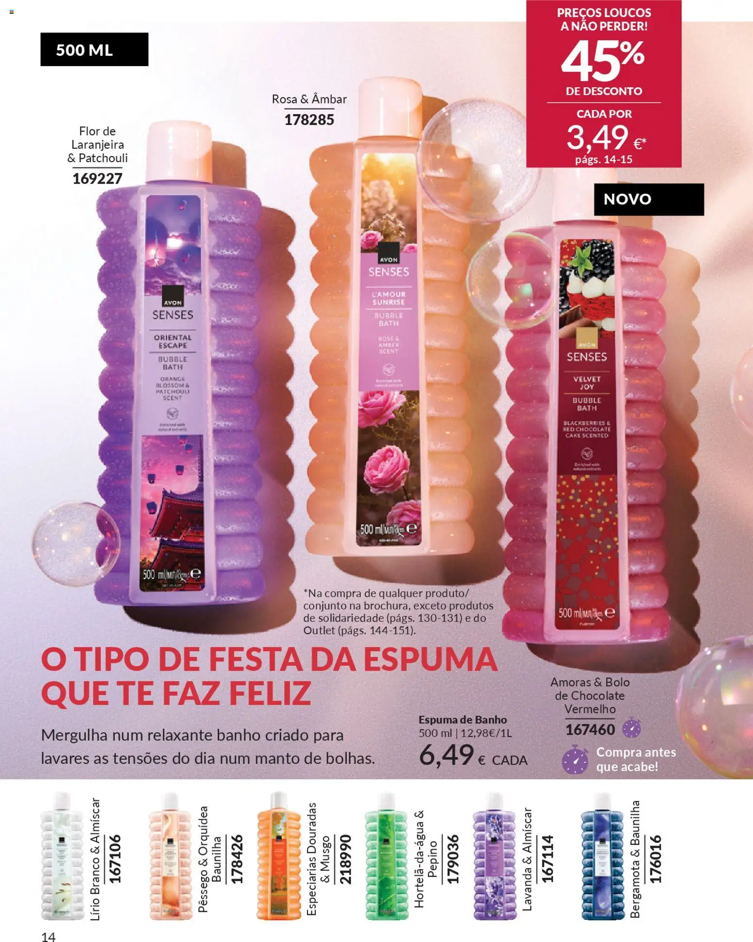 Catálogo Avon Campanha 1 │ válido de 01.01.2026 | Página: 14 | Produtos: Bolo, Banho, Chocolate, Amoras