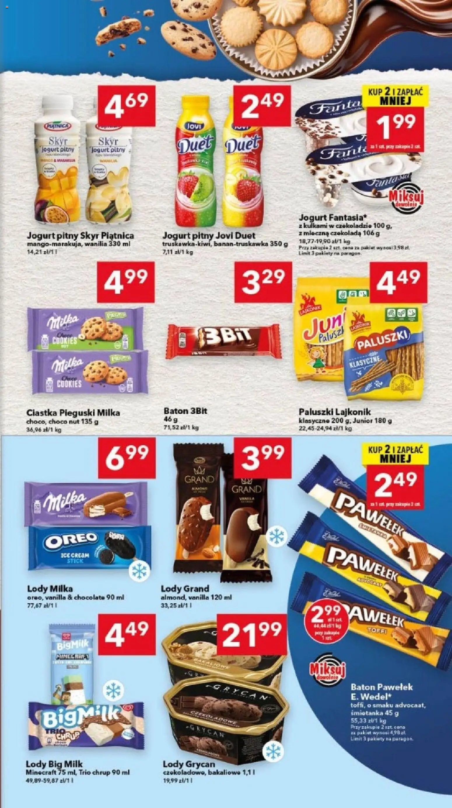 Lewiatan gazetka - Legnica od 09.04.2026 | Strona: 5 | Produkty: Milka, Baton, Skyr piątnica, Lody