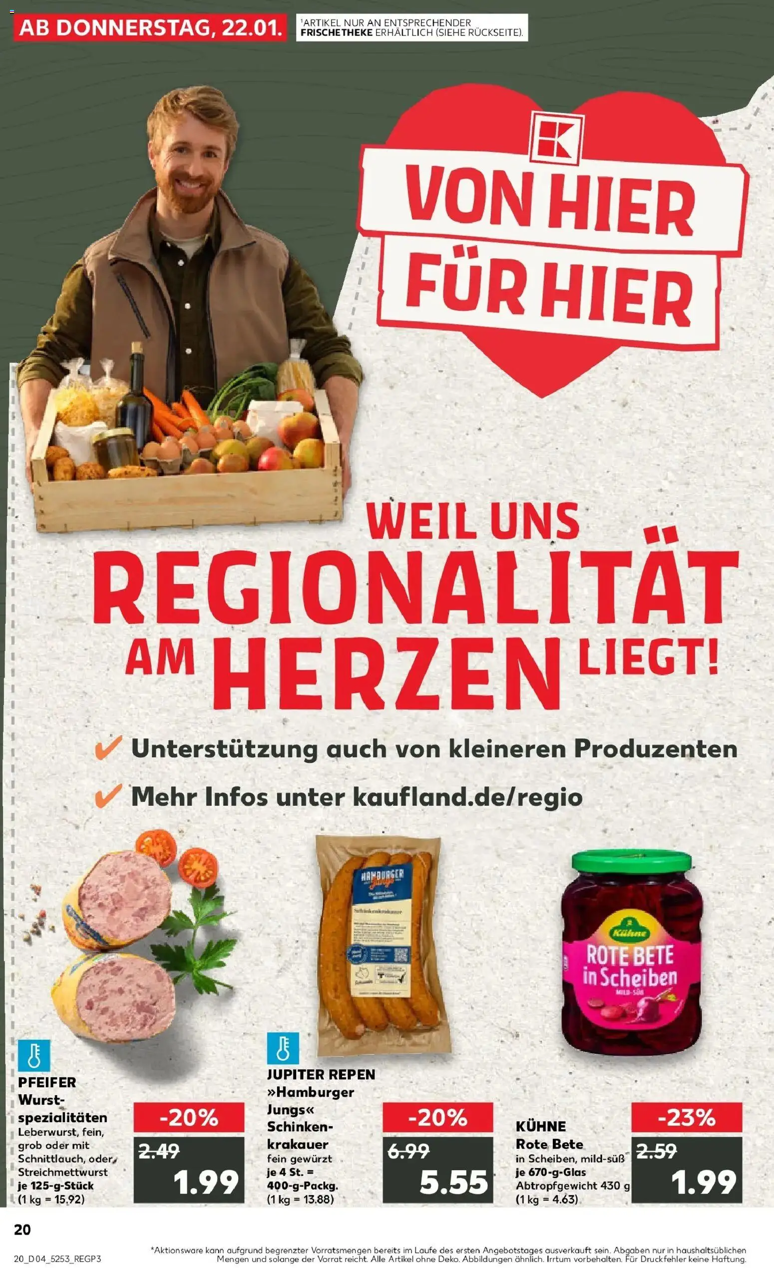 Kaufland prospekt Hamburg	 – gültig ab 25.01.2026 | Seite: 20 | Produkte: Wurst, Schinken