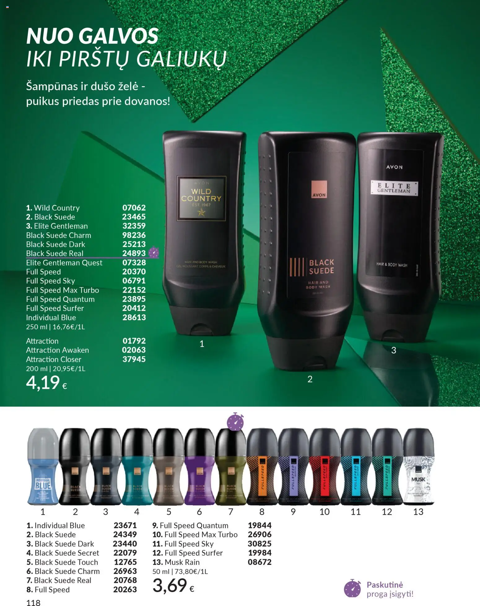 AVON akcijos nuo 01.11.2025 | Puslapis: 118 | Prekių: Šampūnas, Dušo želė